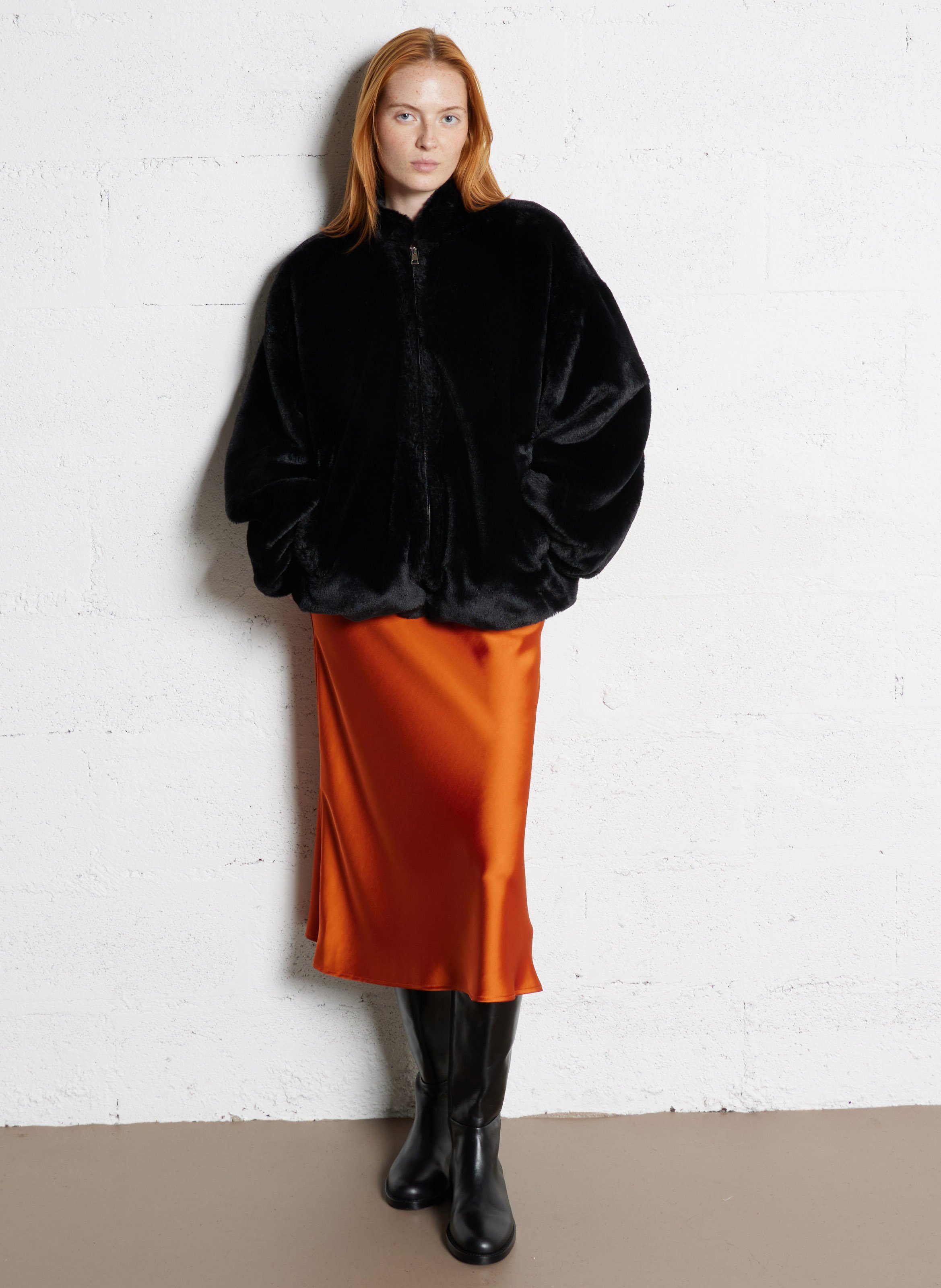 Einfarber ausgestellter Satinrock IMPERIAL Orange