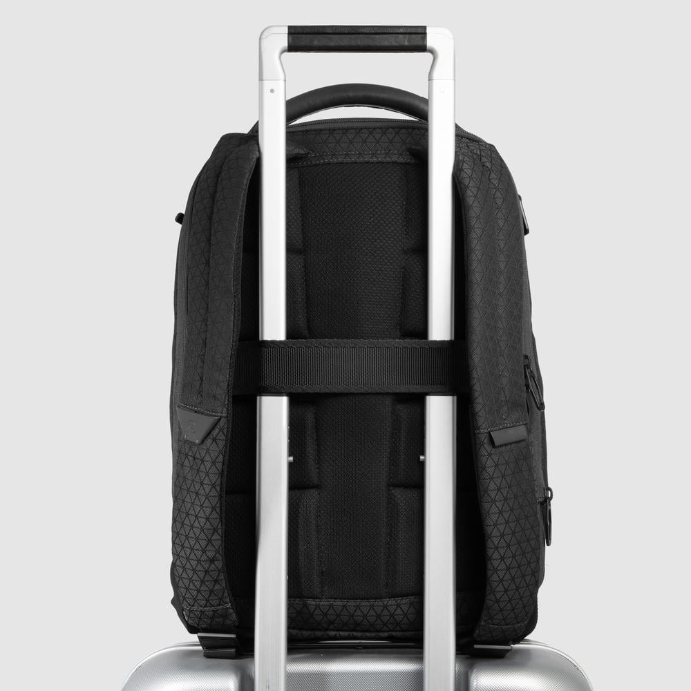Modular travel backpack for computer and ipad® with glasses pocket and anti-theft system PIQUADRO Black