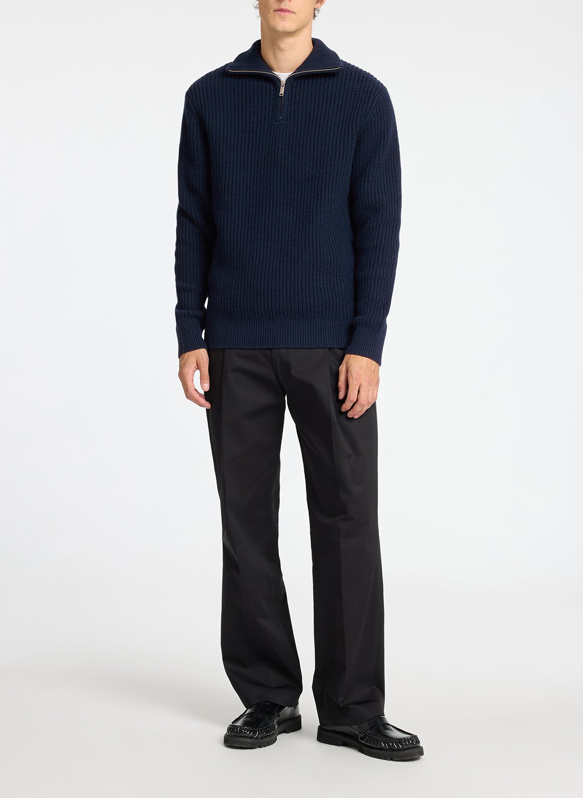 Pull col montant en laine mélangée SELECTED Bleu