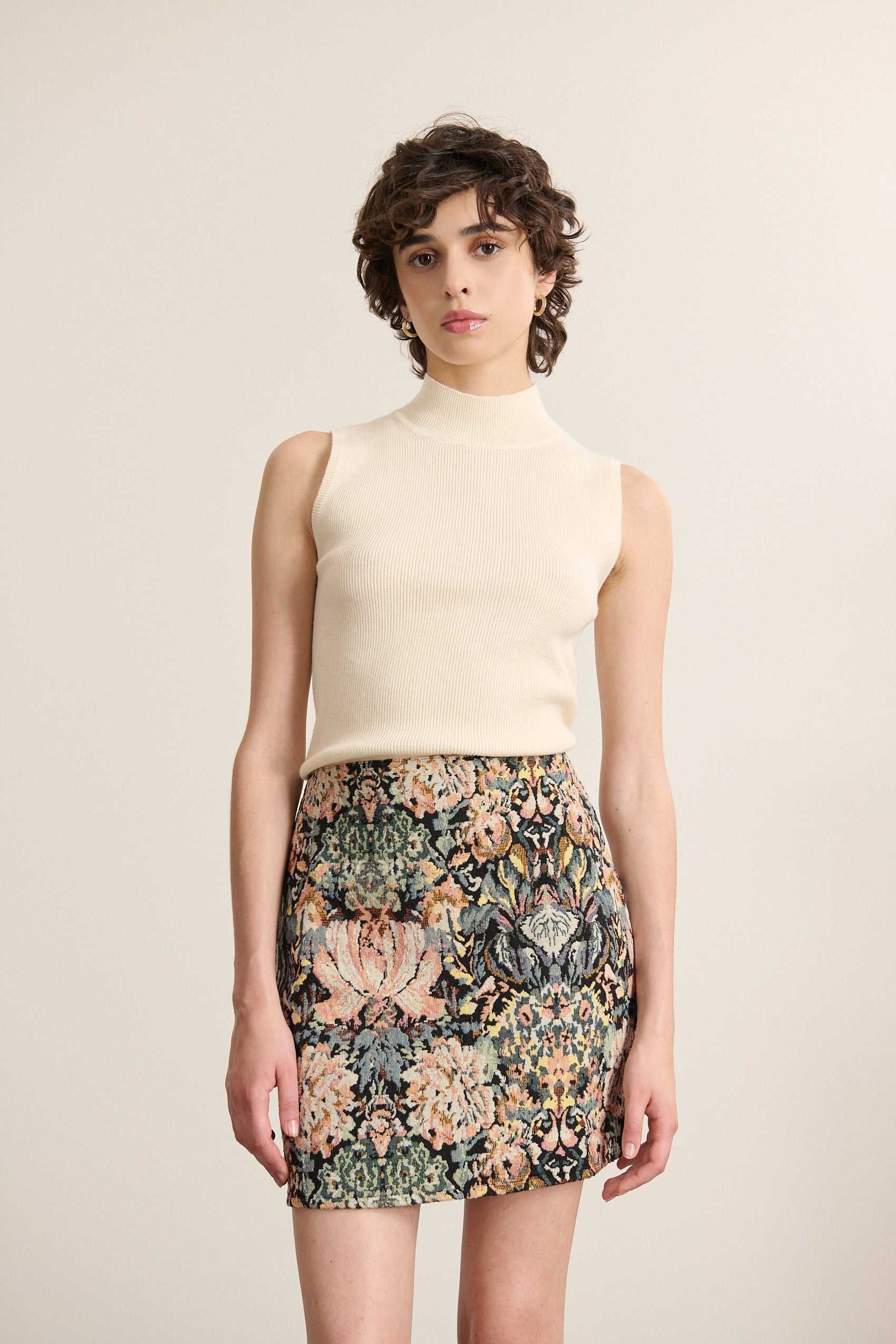 High neck sleeveless wool blend sweater GARANCE PARIS White