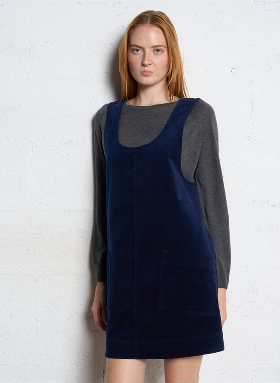 Short corduroy dress with round neck Blue Bensimon - Women | Place des Tendances Short corduroy dress with round neck Blue Bensimon - Women | Place des Tendances