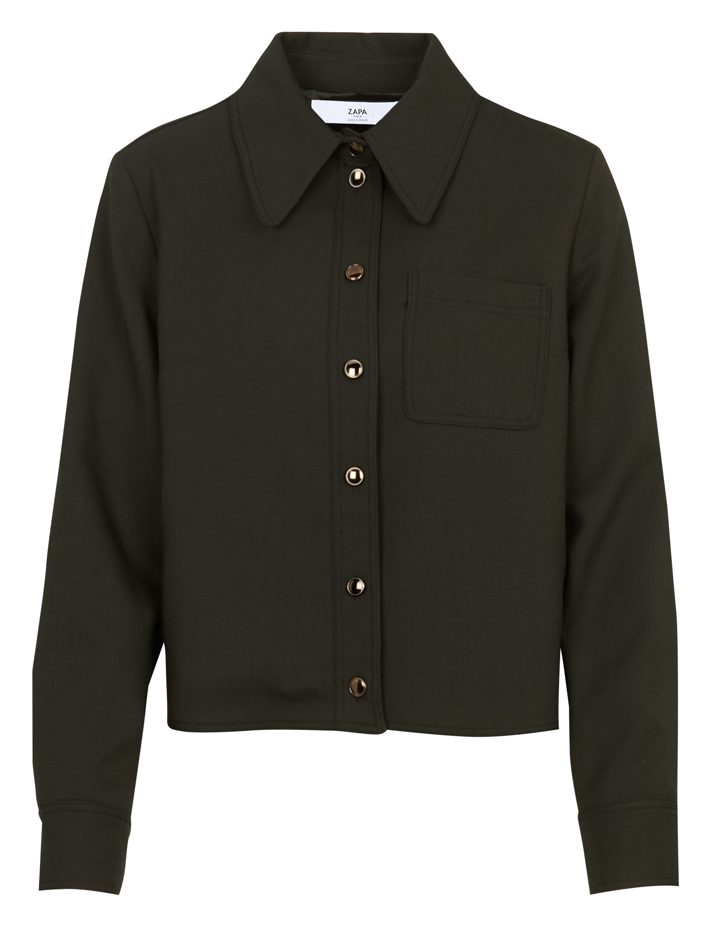 Short buttoned plain shirt ZAPA Khaki