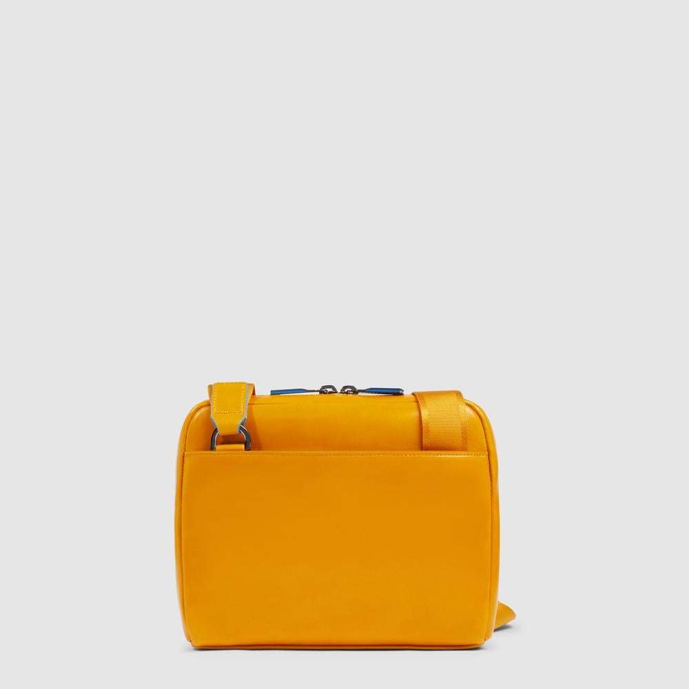 Men's leather crossbody bag with RFID protection PIQUADRO Yellow