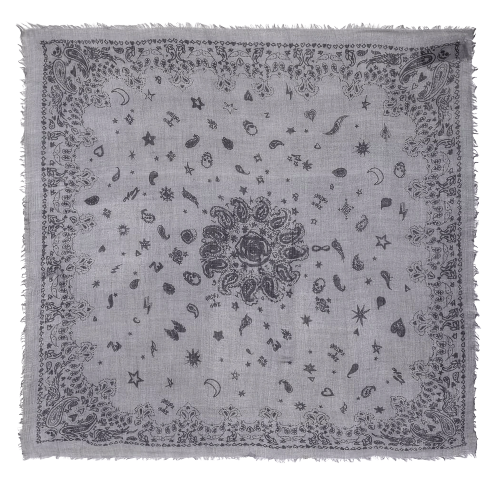 Foulard en cachemire imprimé ZADIG&VOLTAIRE Gris