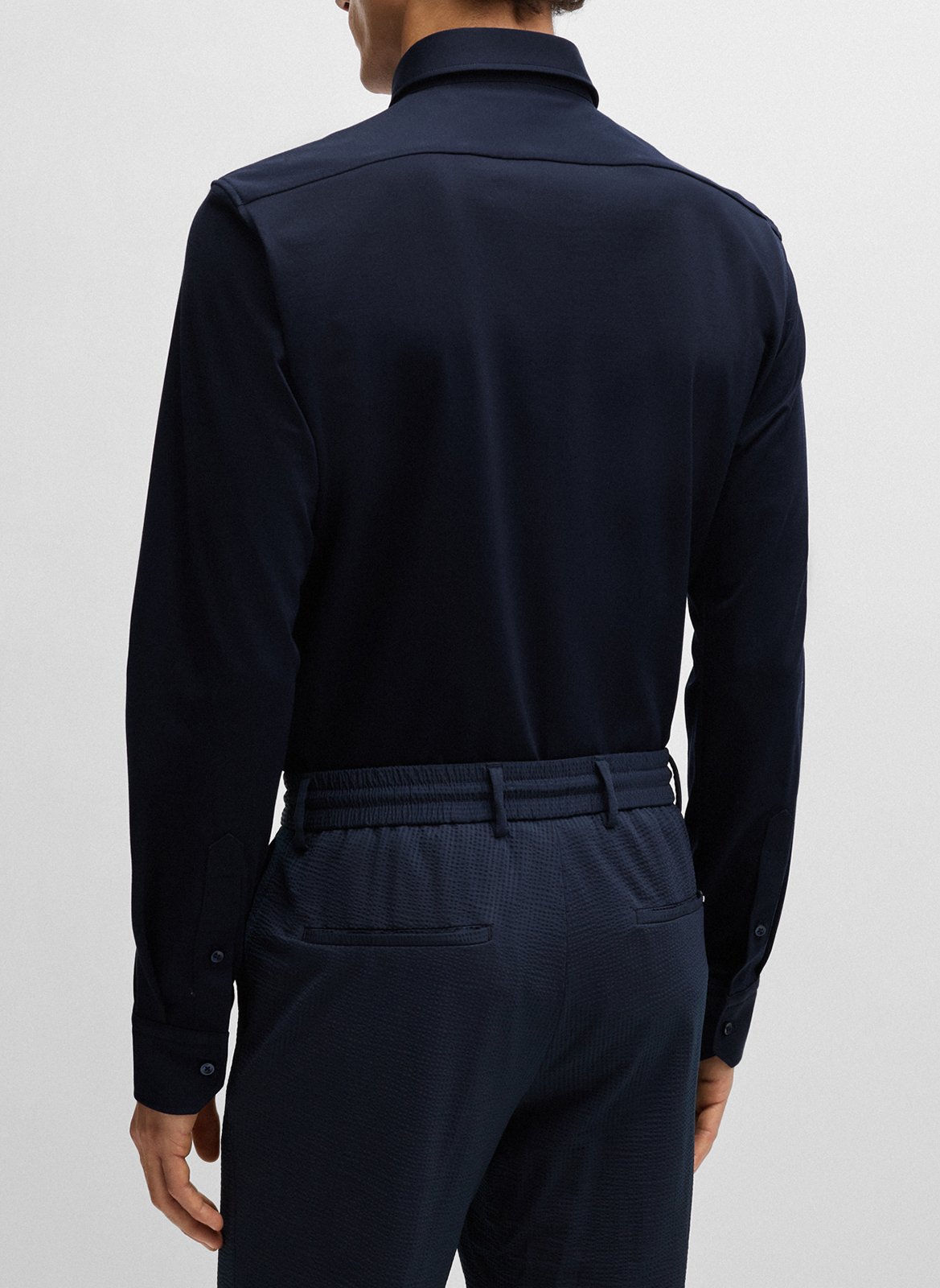 Cotton-blend regular-fit shirt with classic collar BOSS Blue