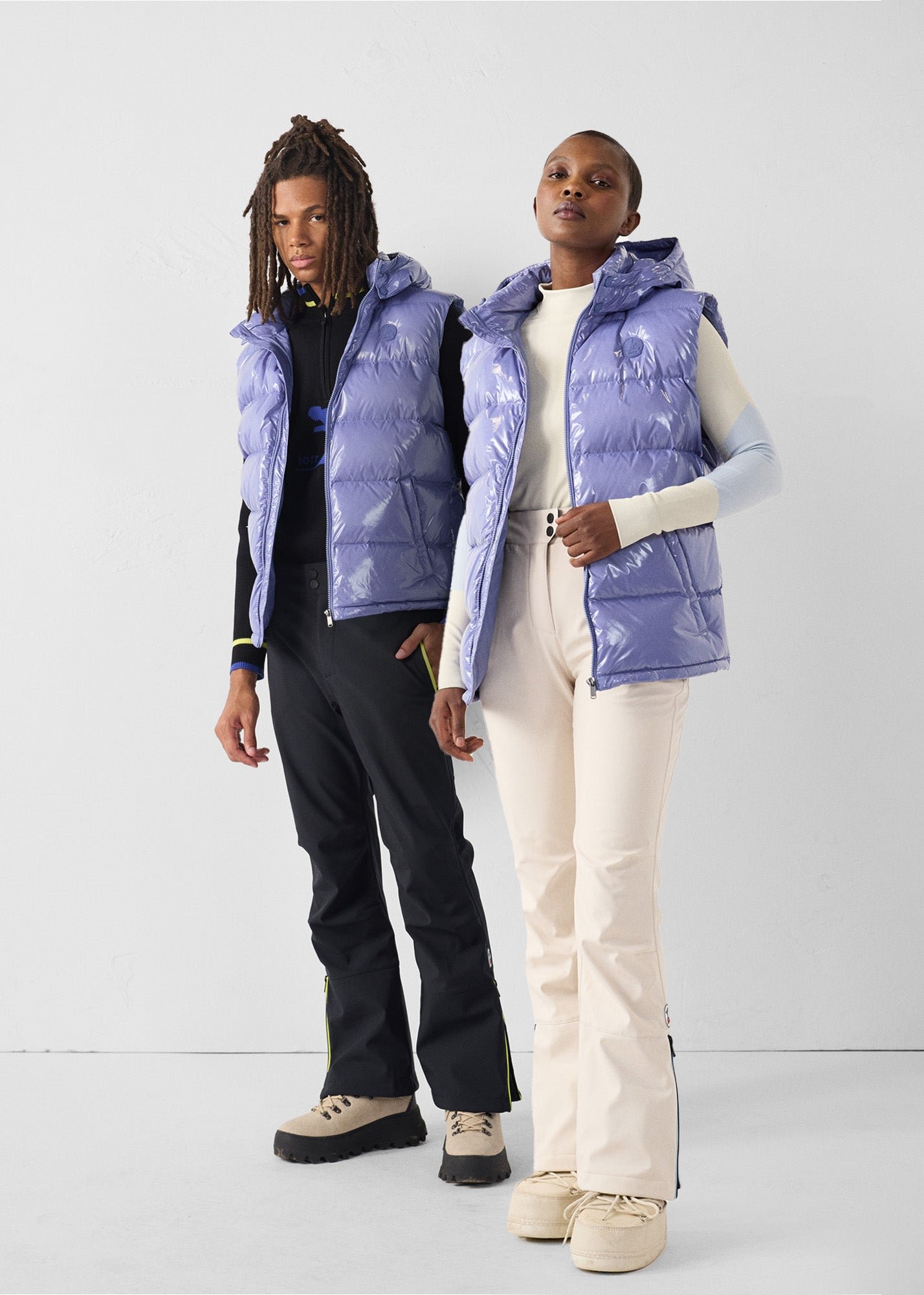 Padded sleeveless down jacket for extreme cold weather. JOTT Pink