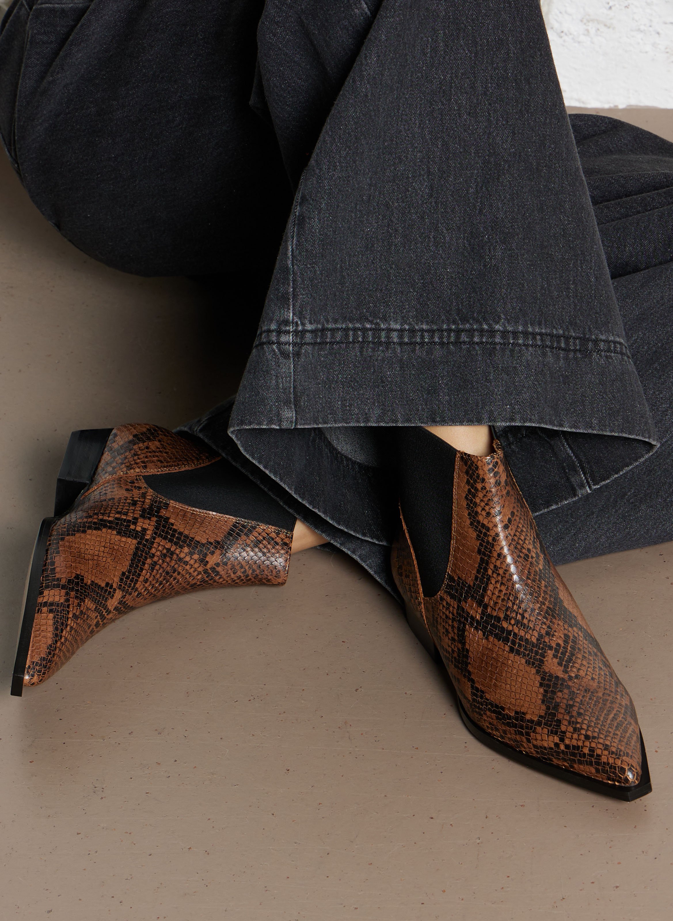 Bottines en cuir imprimé ANGEL ALARCON Marron