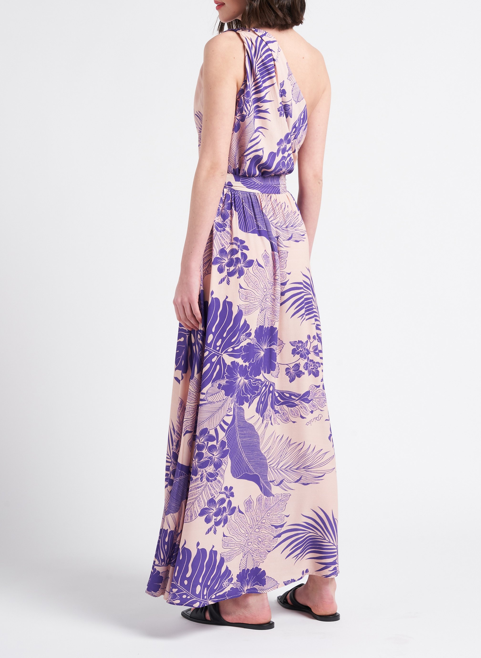 Robe longue asymétrique à fleurs  PINKO Violet