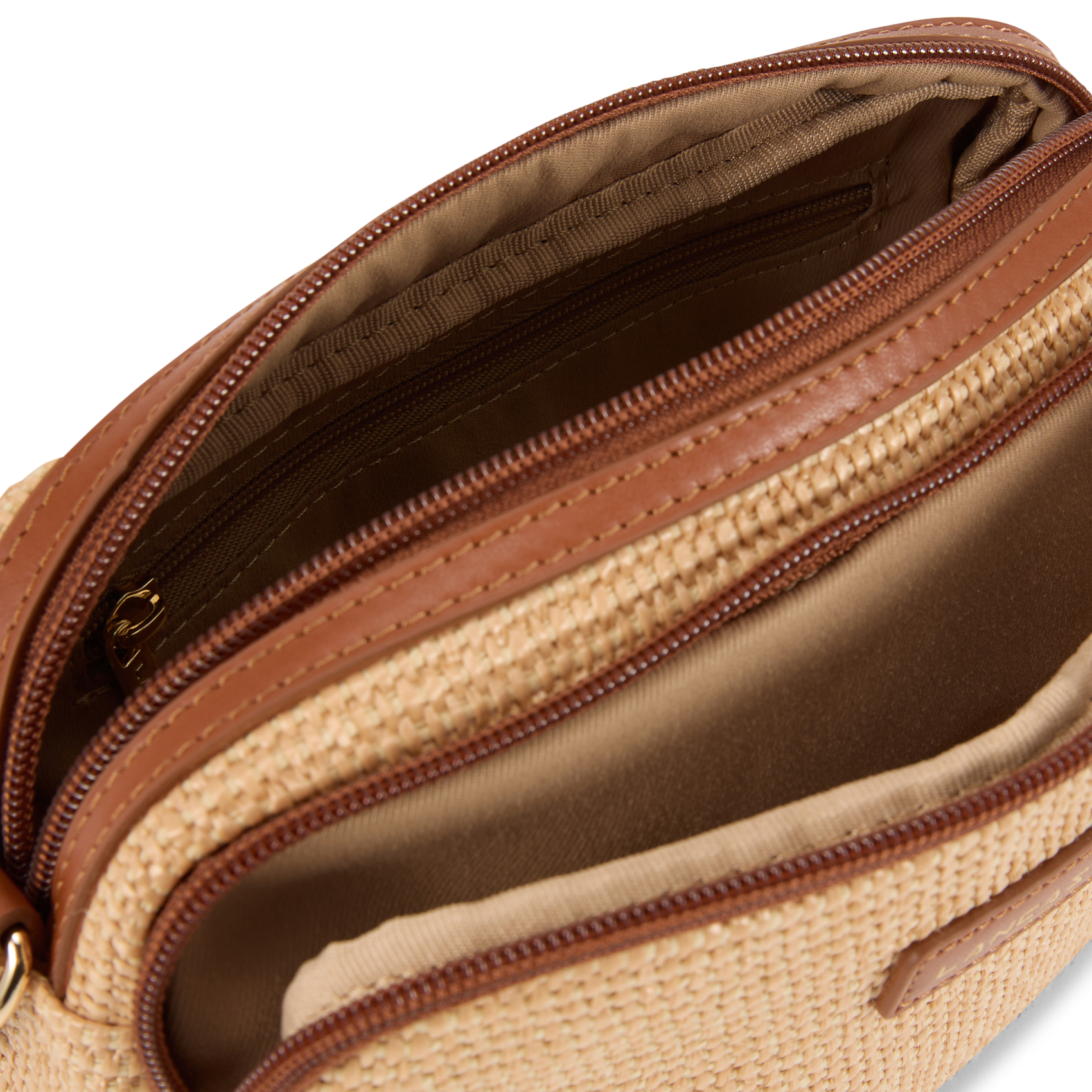 Sac bandoulière en osier et cuir LANCASTER PARIS Marron