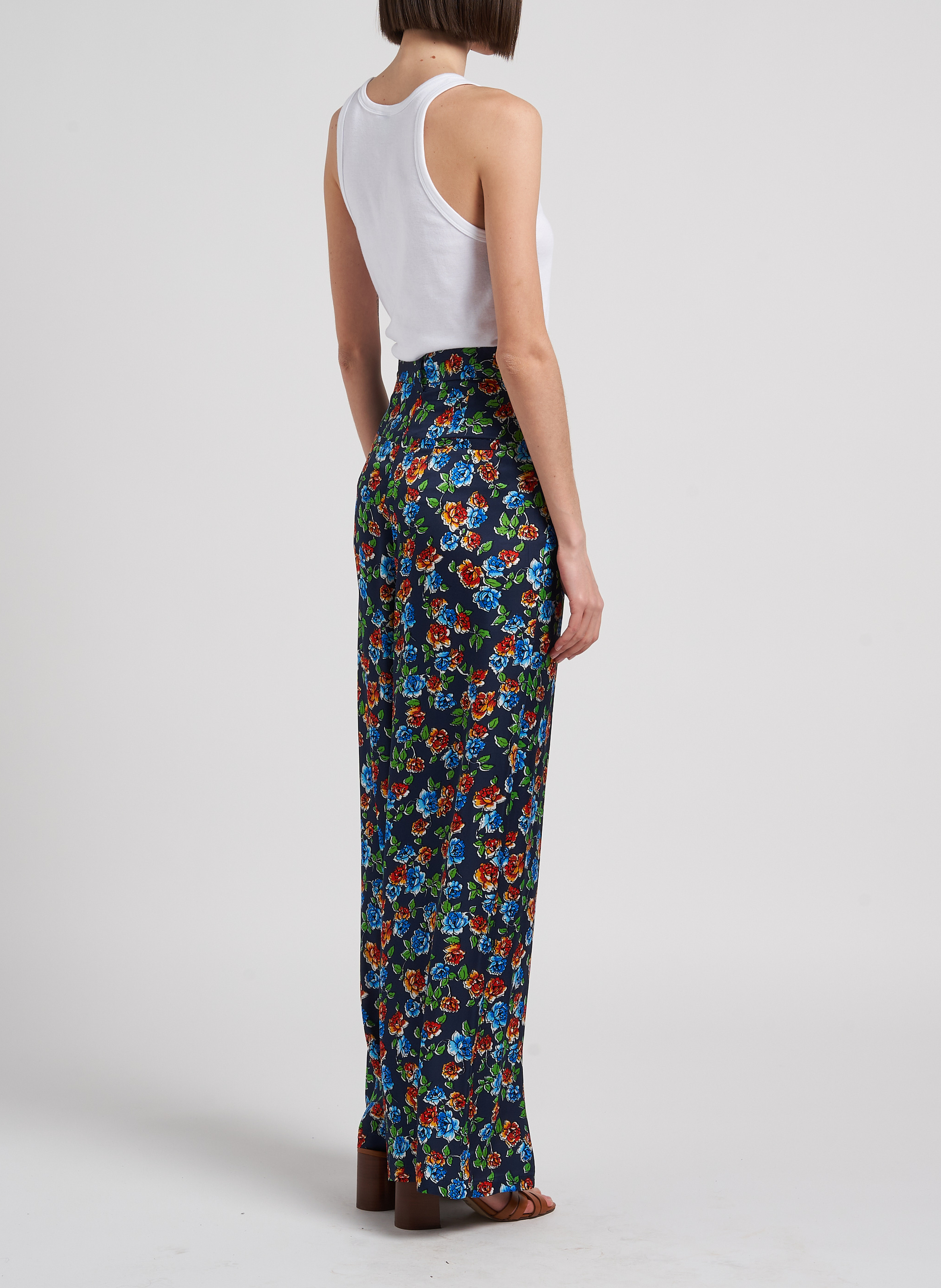 Pantalon large satiné à fleurs MAX&Co. Multicolore