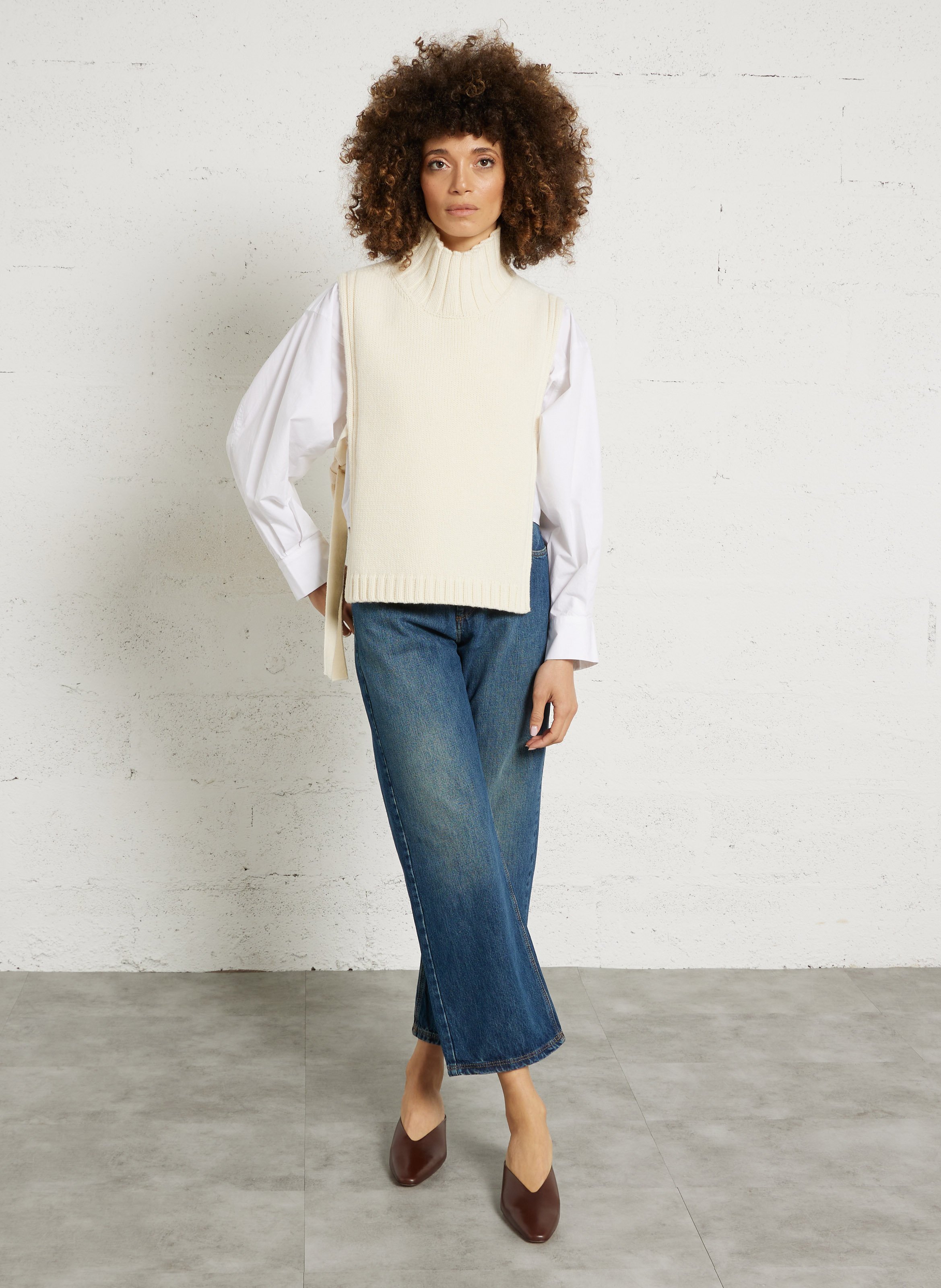 Plastron col montant en laine mélangée SOEUR Beige