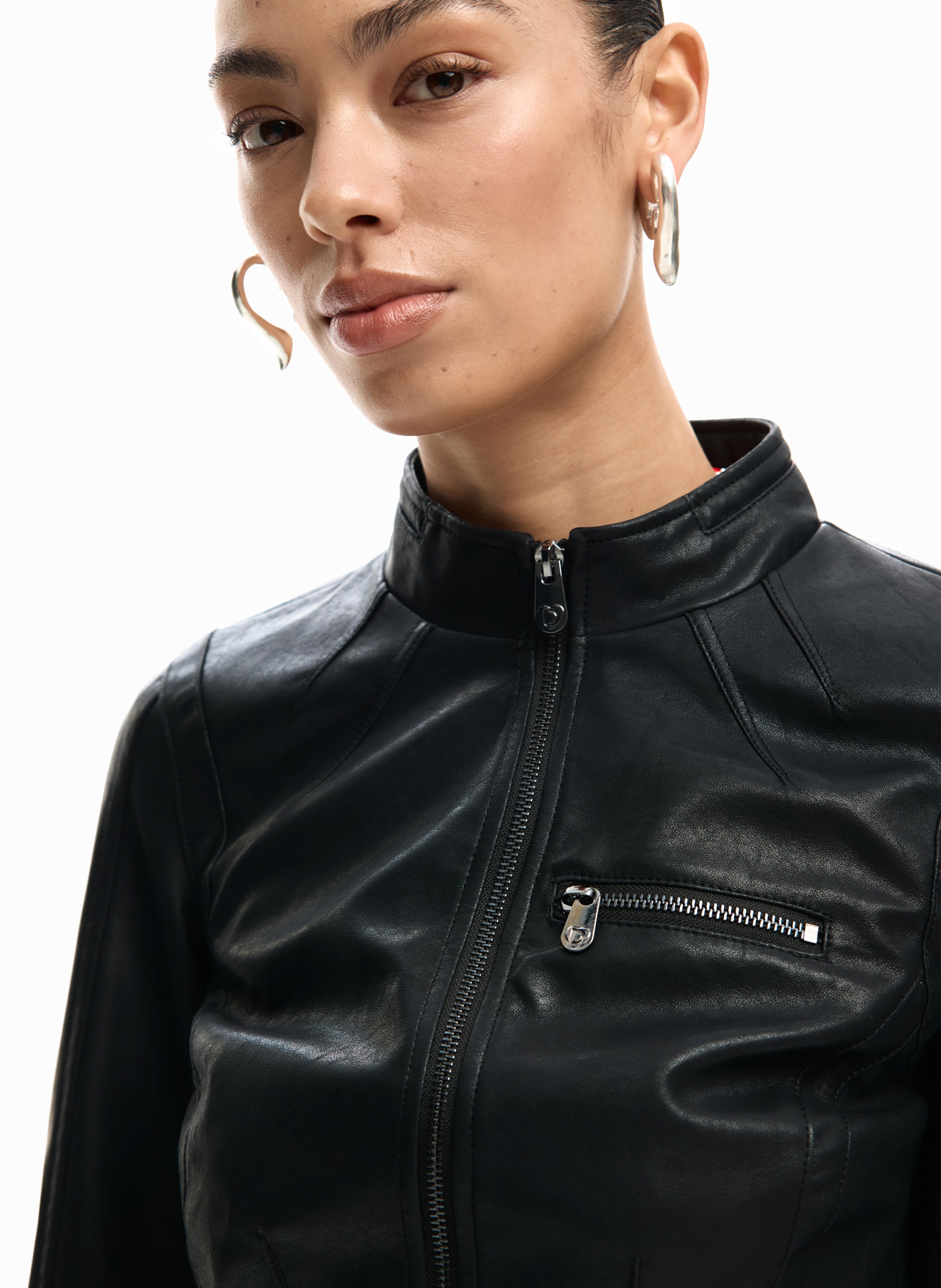 Veste col rond effet cuir DESIGUAL Noir