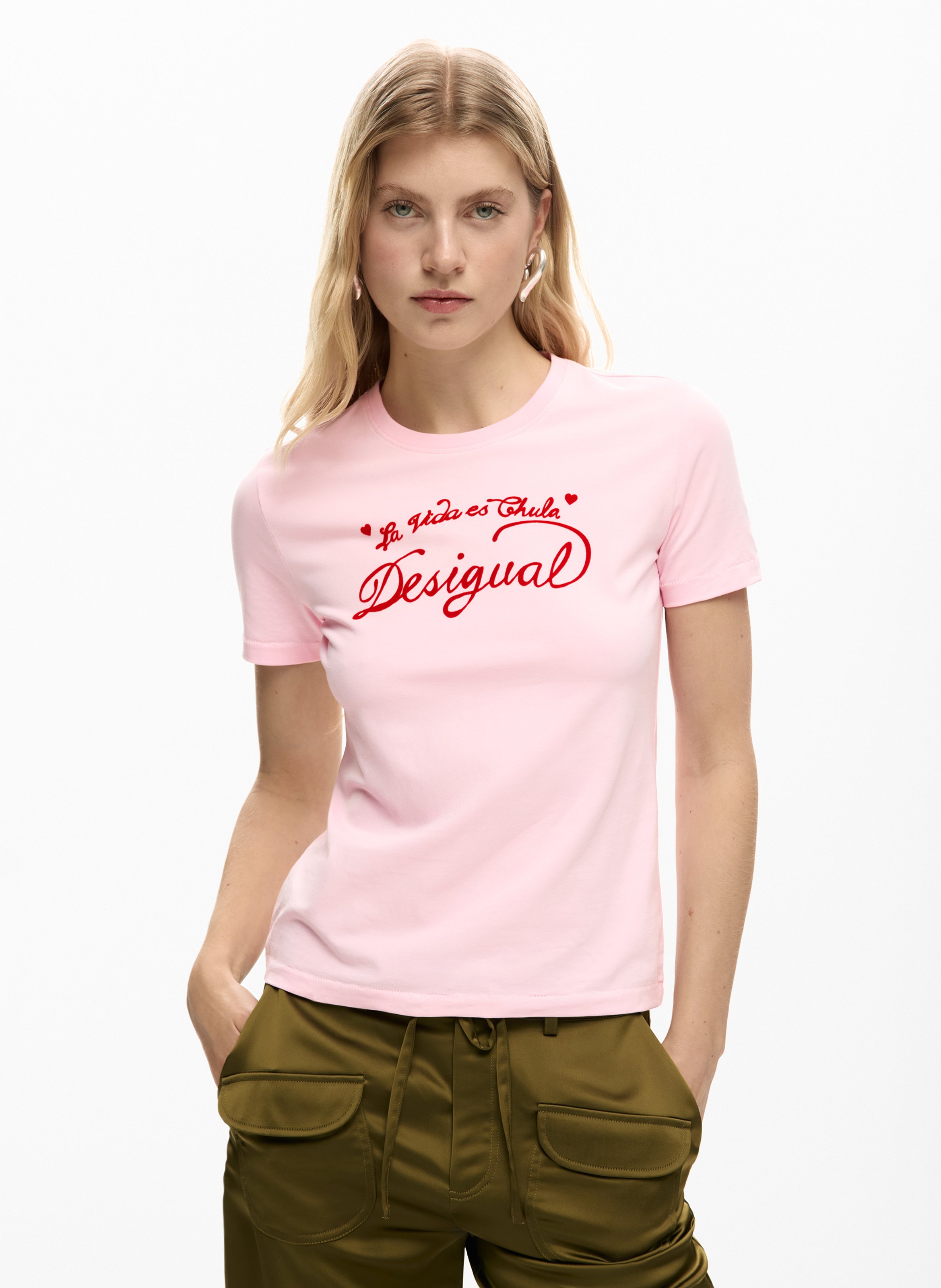 Camiseta recta estampada al frente DESIGUAL Rojo