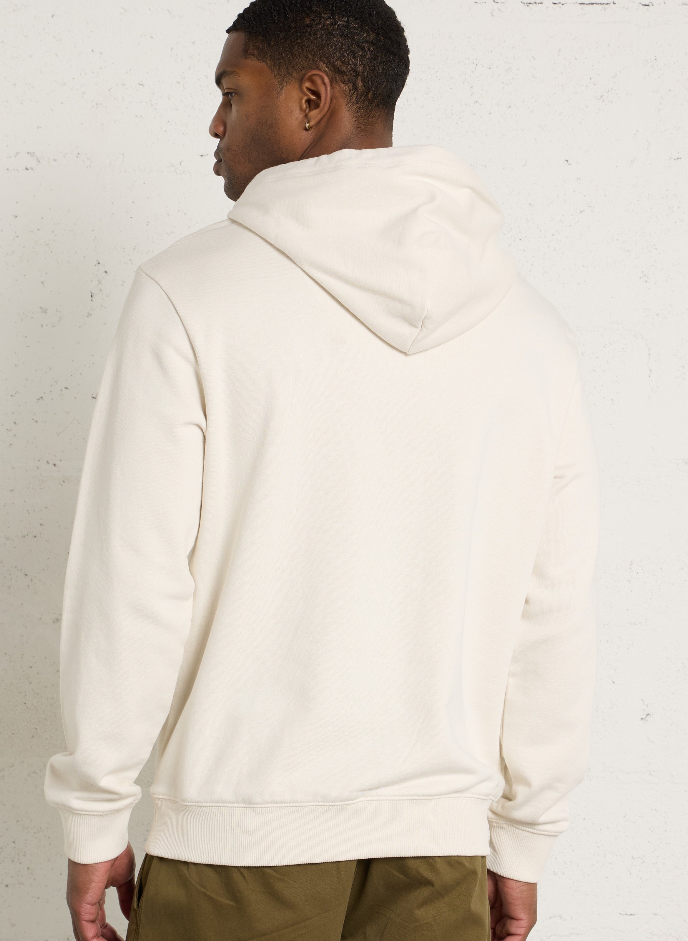 Printed cotton straight fit hoodie NAPAPIJRI White