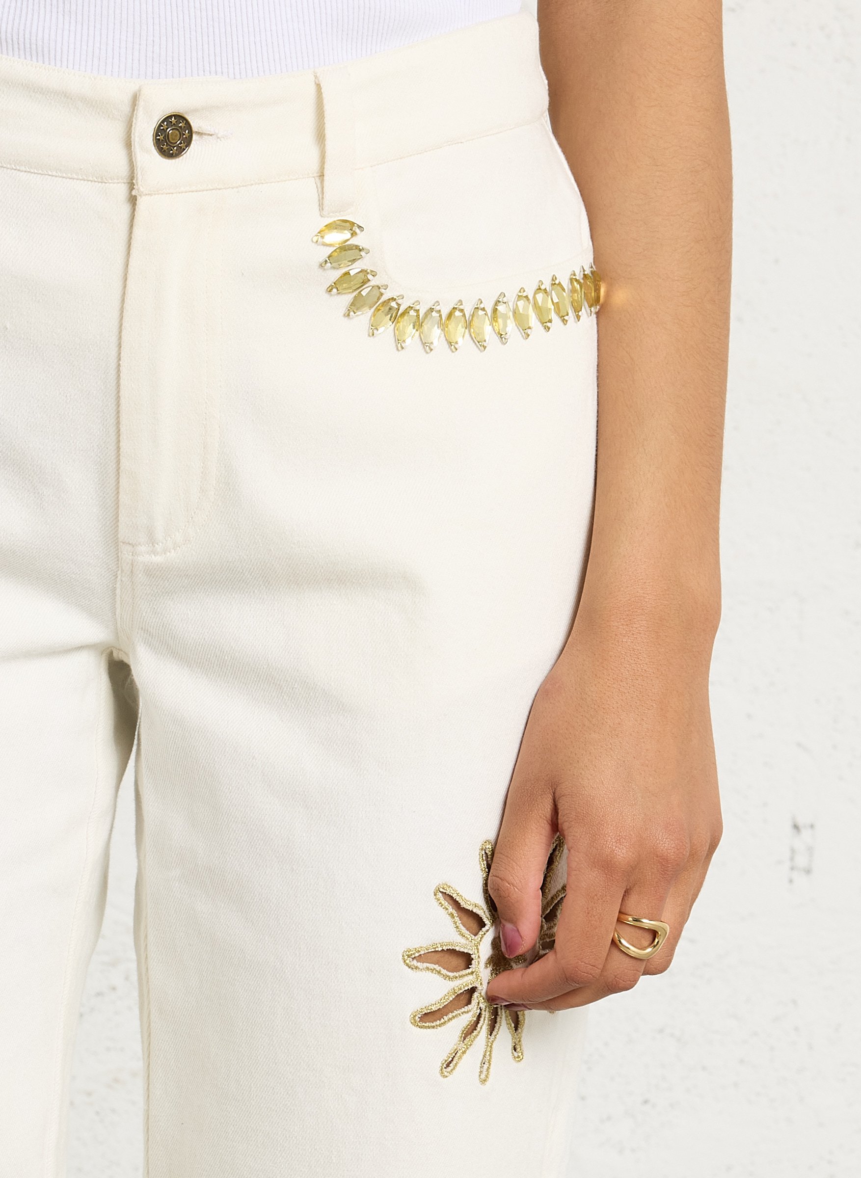 Jean flare en coton brodé SUNDRESS Multicolore