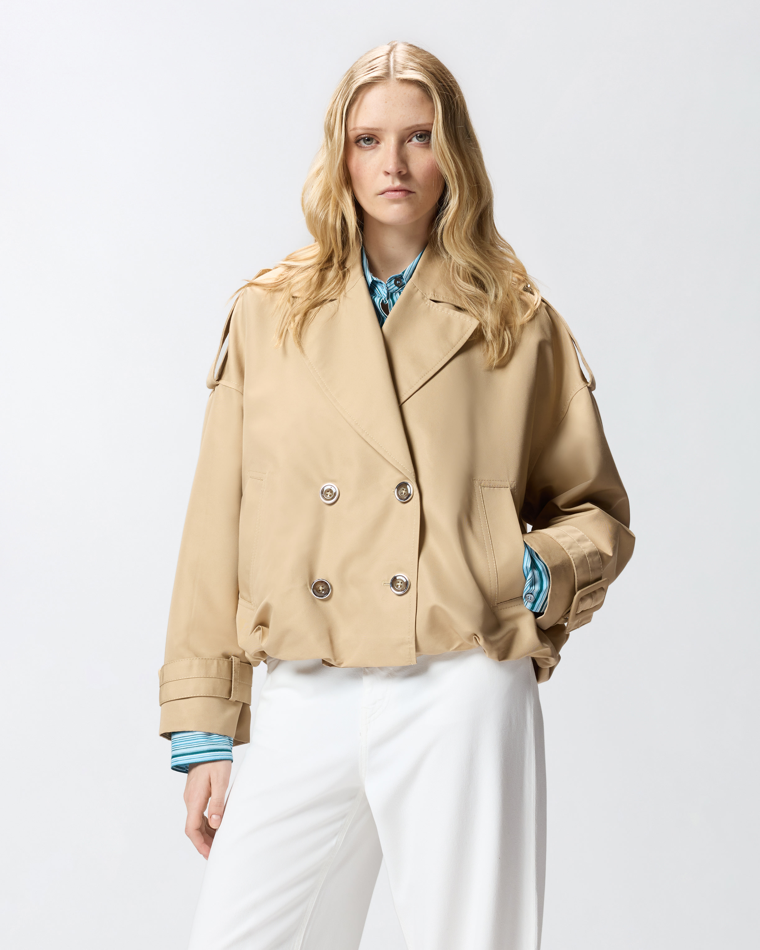 Short double-breasted trench coat PINKO Beige