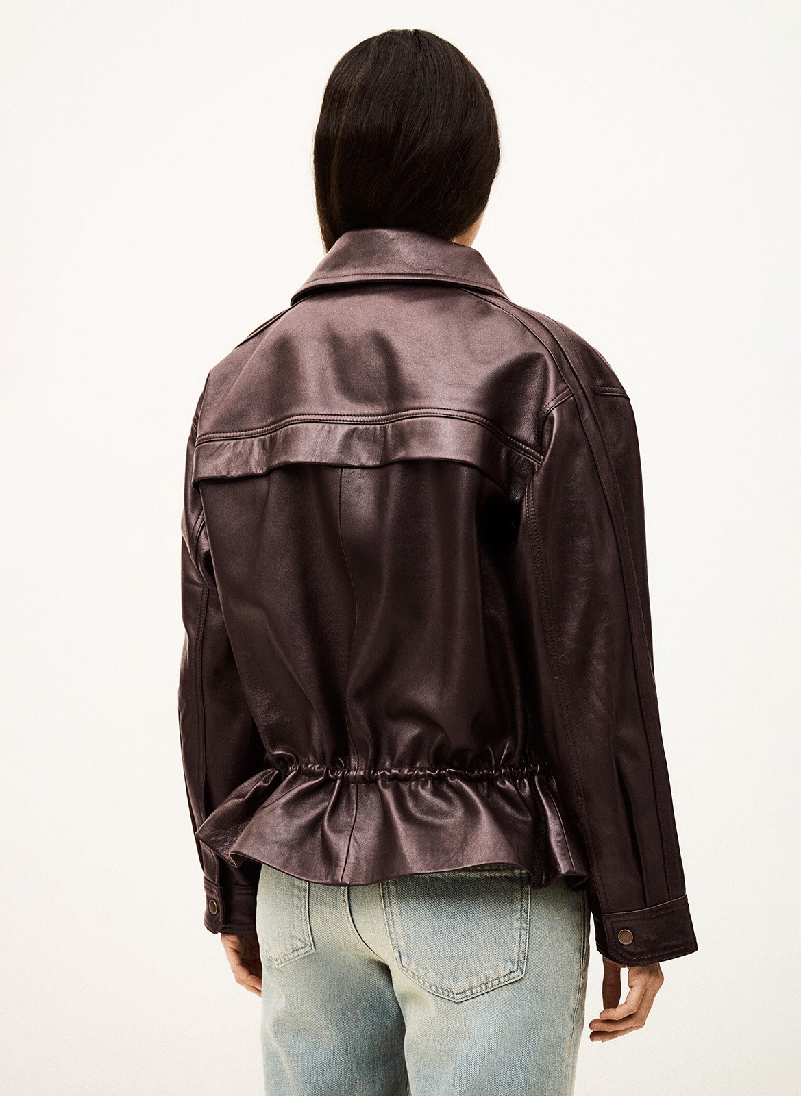 Veste en cuir cintrée à col montant BA&SH Rouge