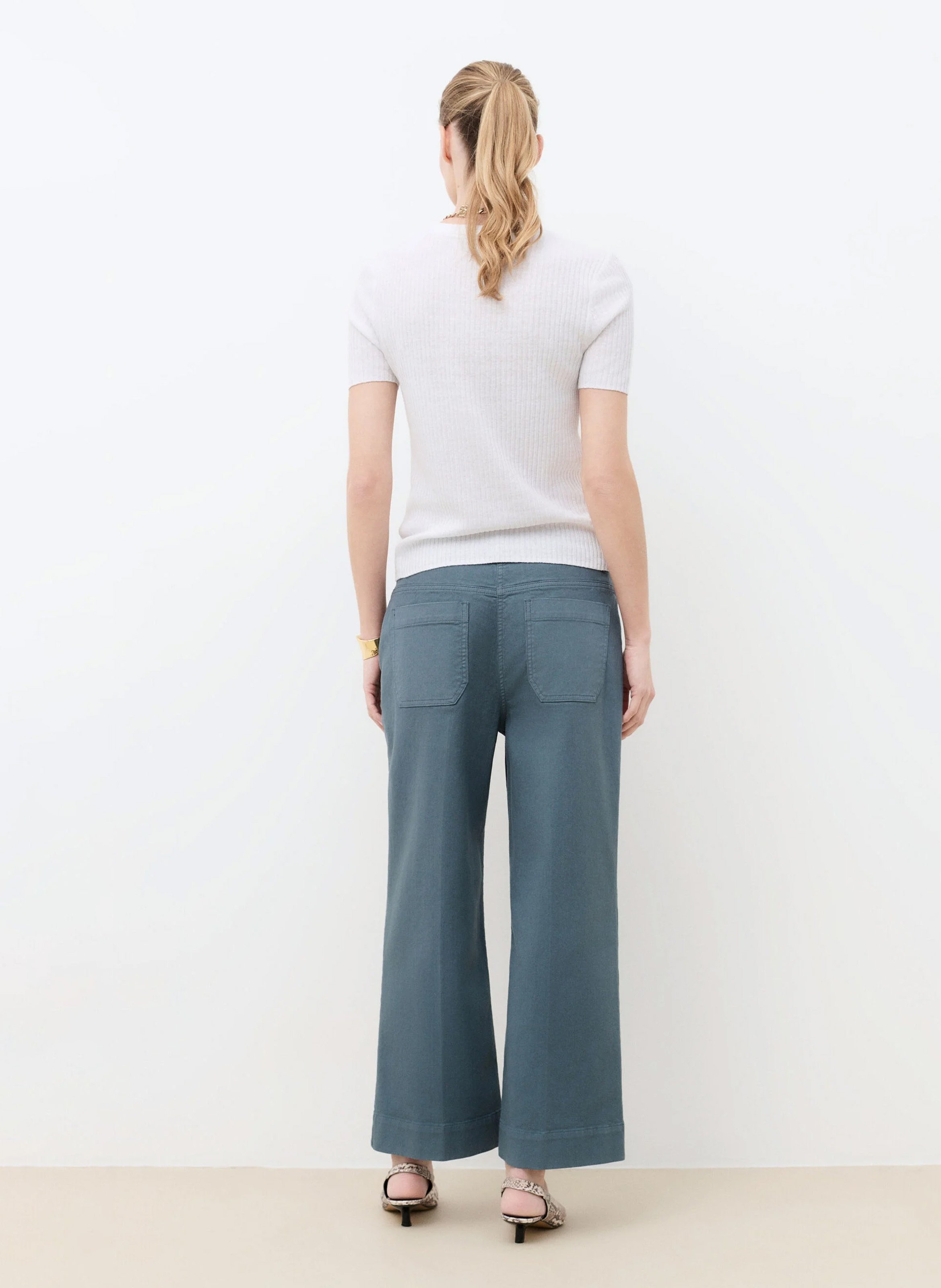 Pantalon droit en coton mélangé CAROLL Vert