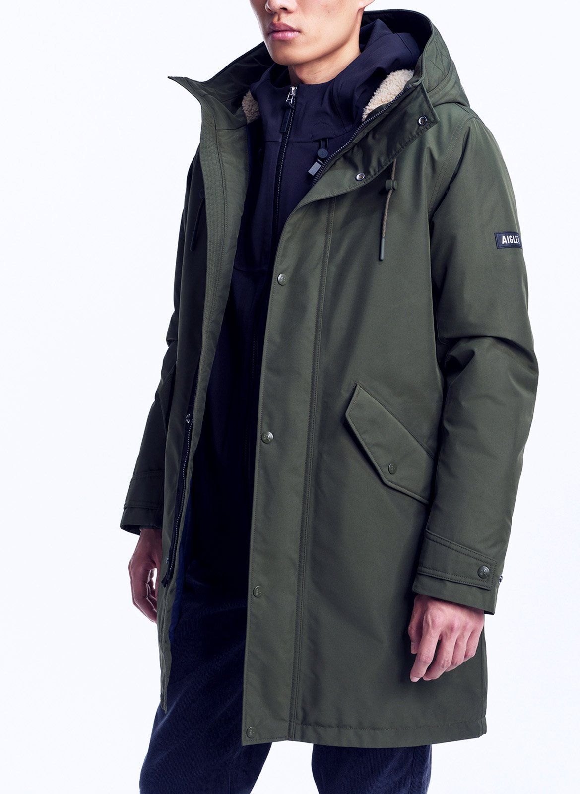 Parka mi-longue à capuche AIGLE Gris