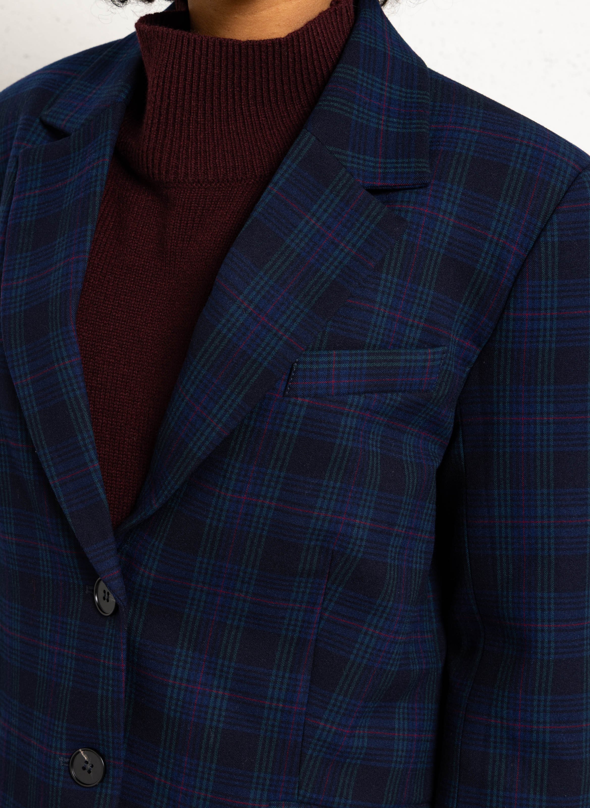 Straight check tailored jacket SUNCOO Blue