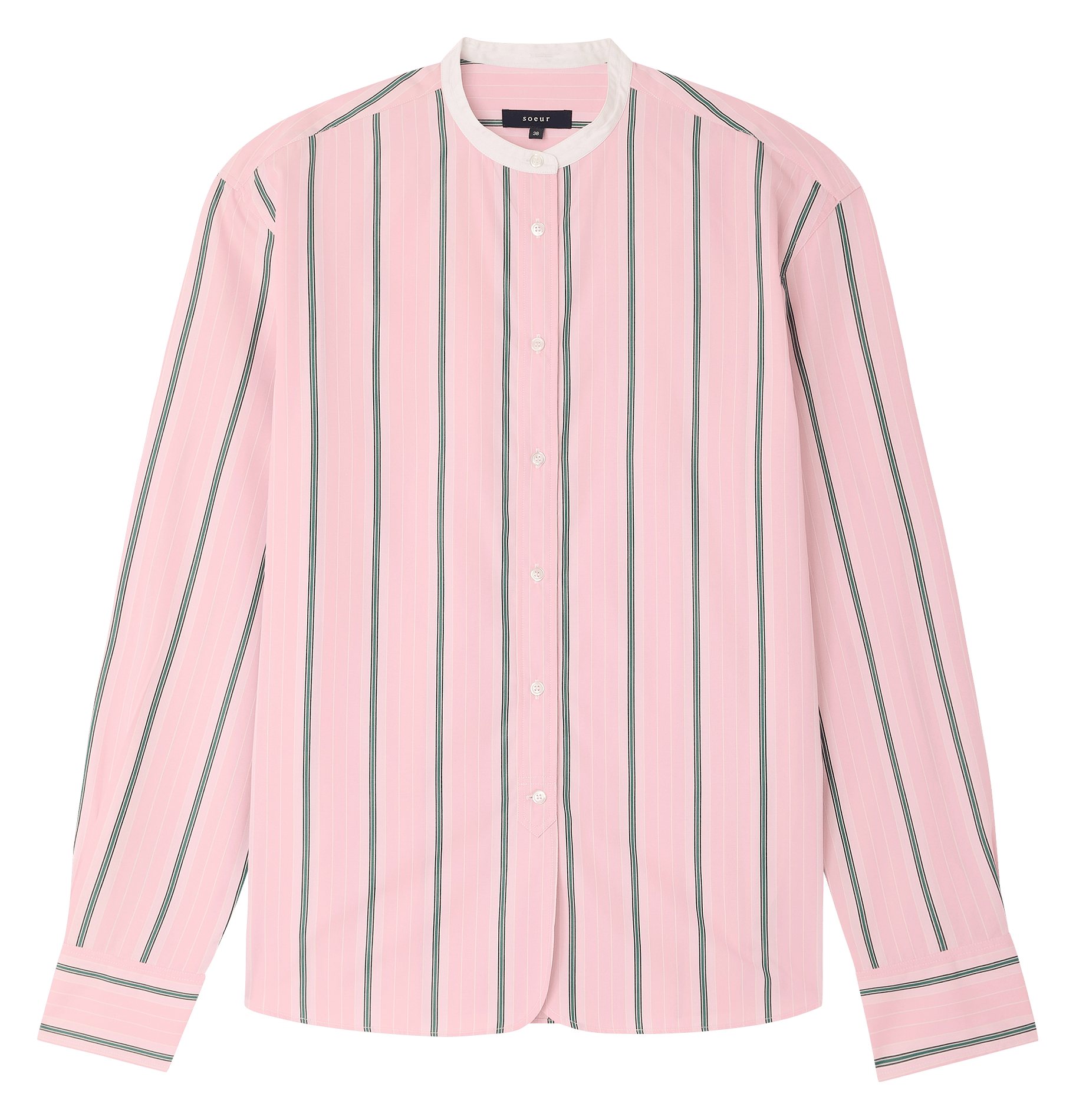 Chemisier col rond rayé en coton SOEUR Rose