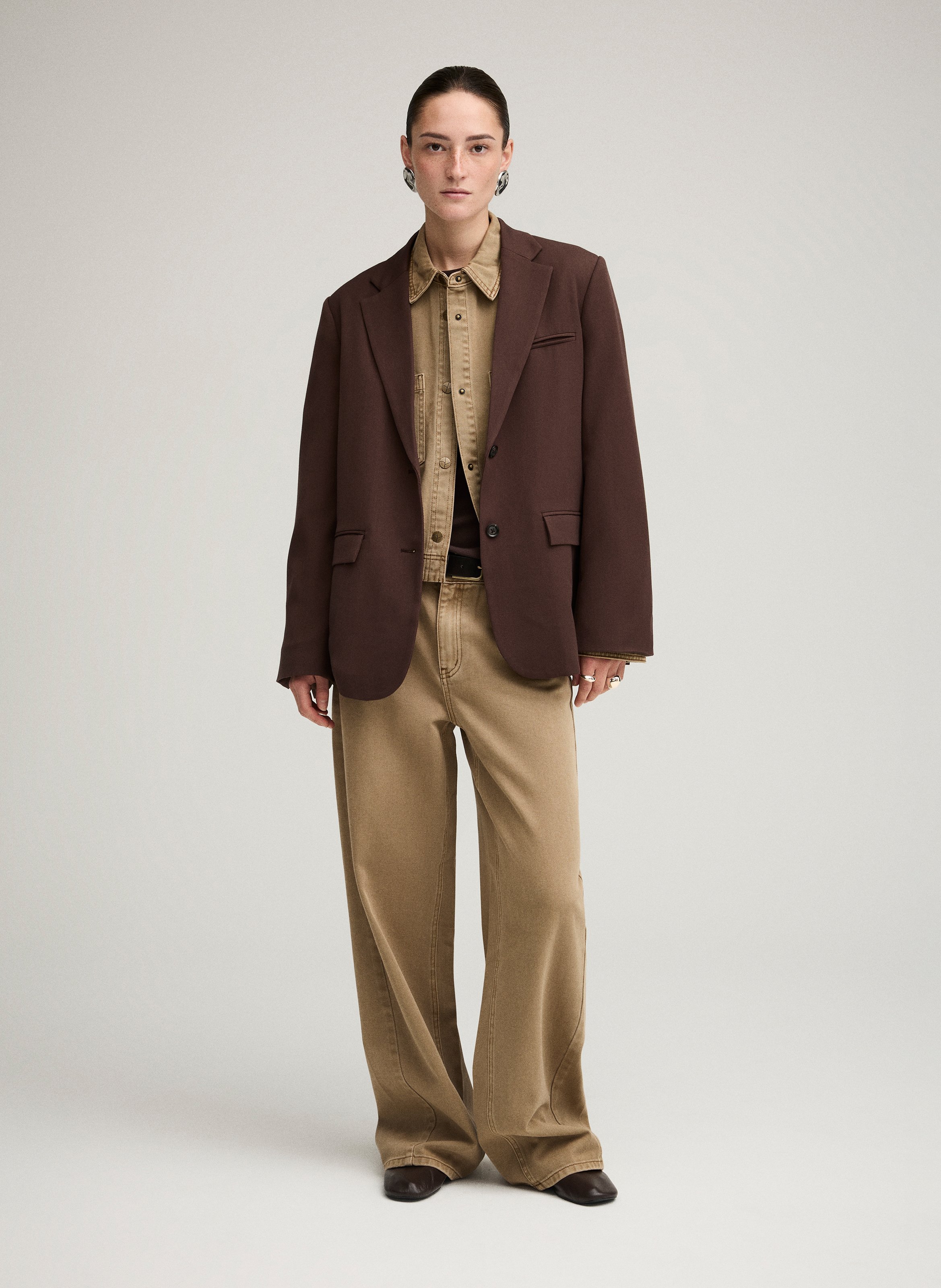 Wide high-waisted plain jeans ROUGE EDIT Golden