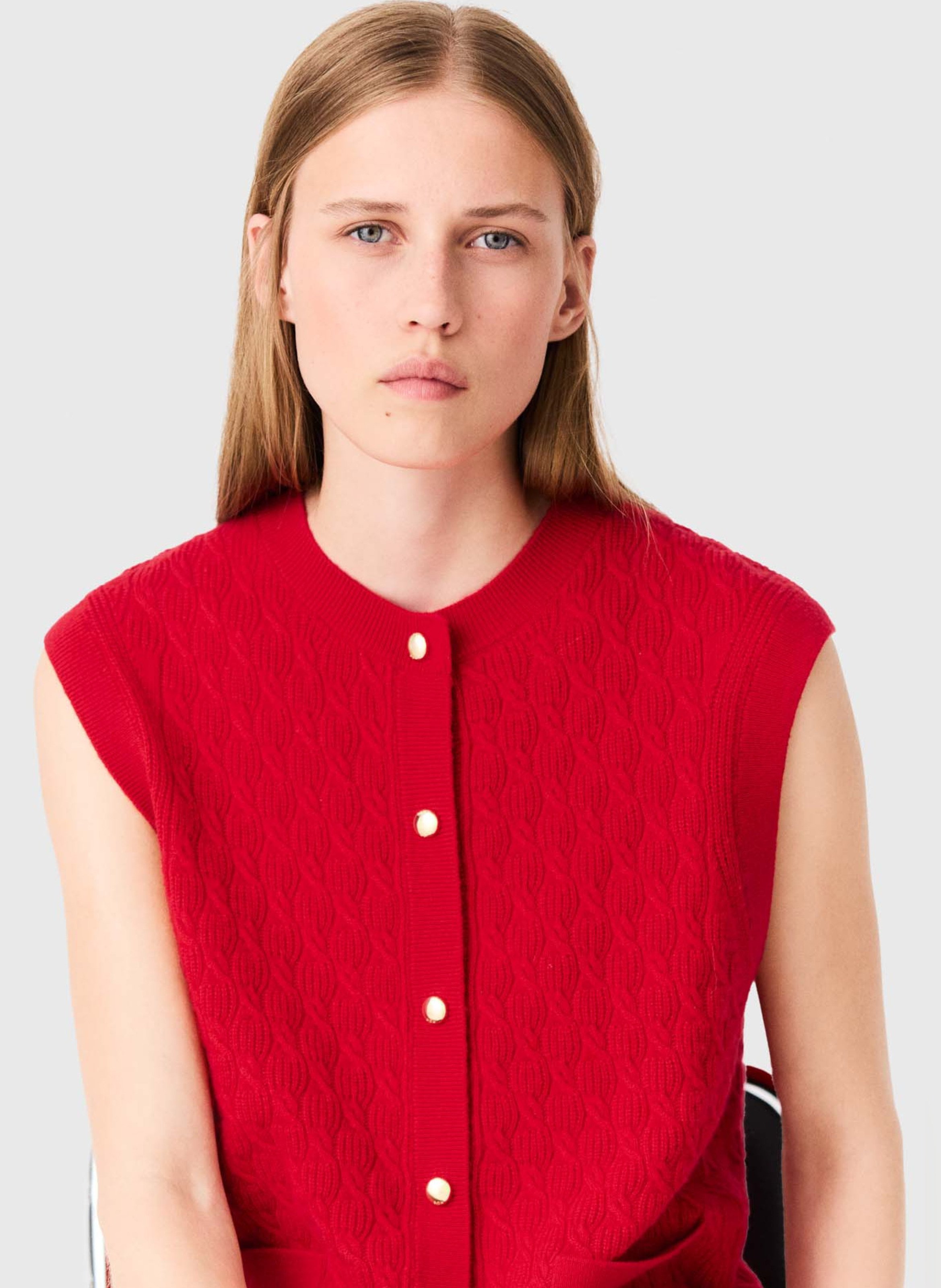 Cardigan en laine et cachemire MAJE Rouge