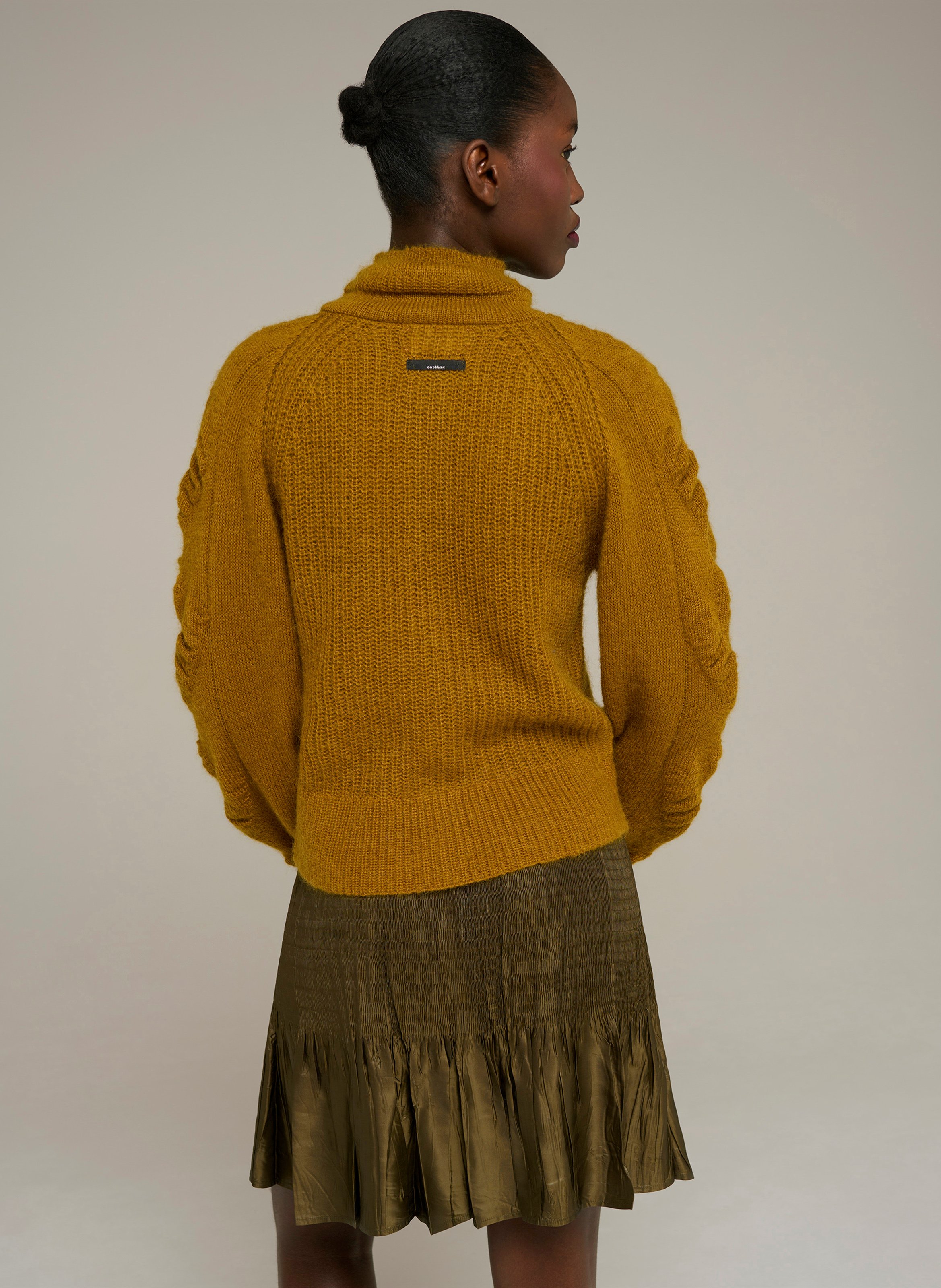 Gerade geschnittene Strickjacke mit Reißverschluss aus Wollmischung COTELAC Braun