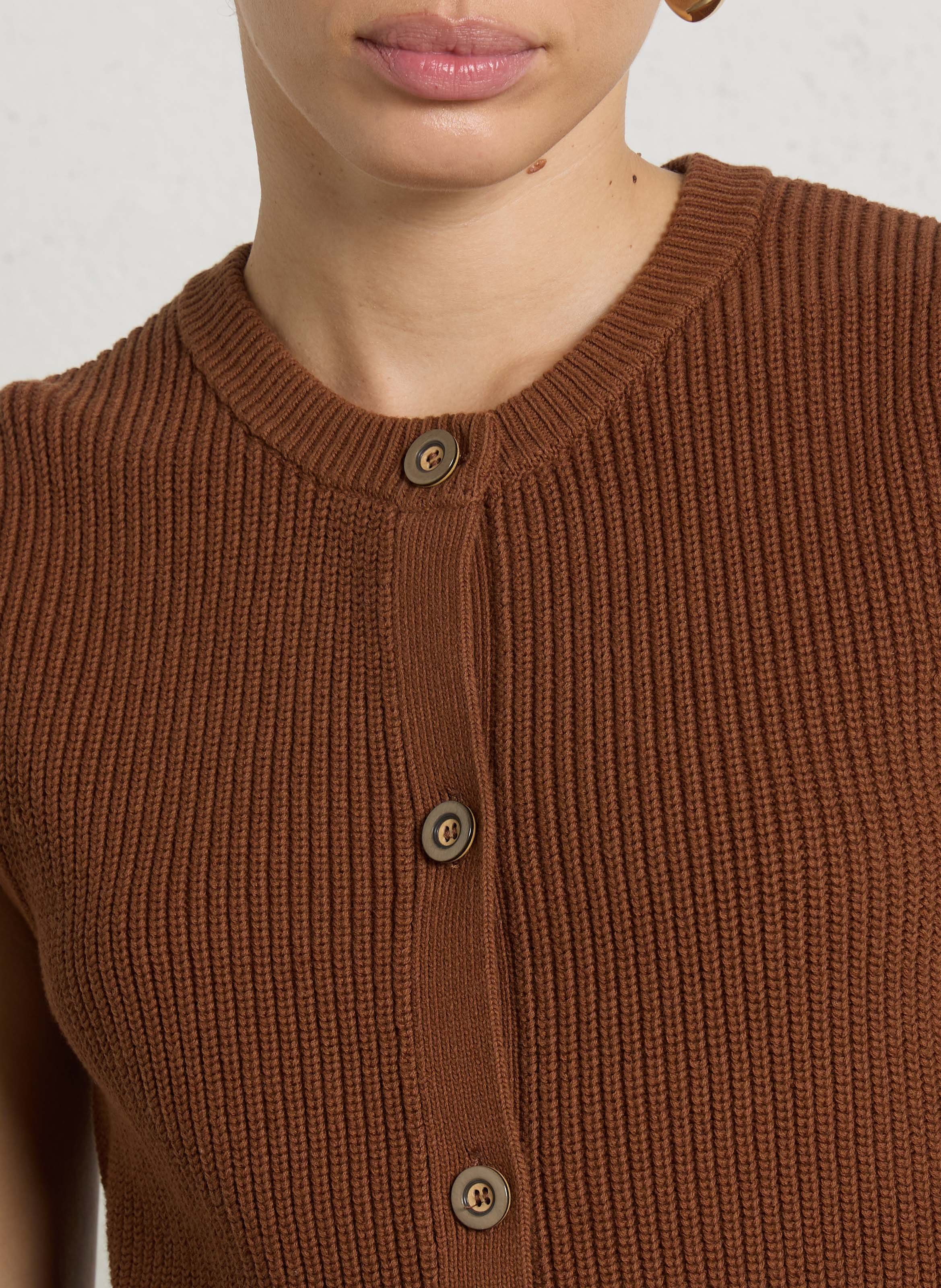 Gilet col rond en coton MAISON 123 Beige