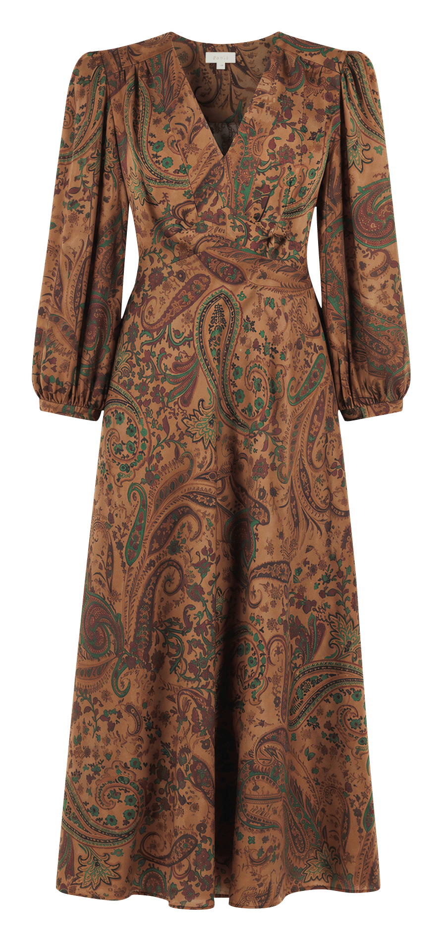 Robe midi cintrée fluide PABLO Marron