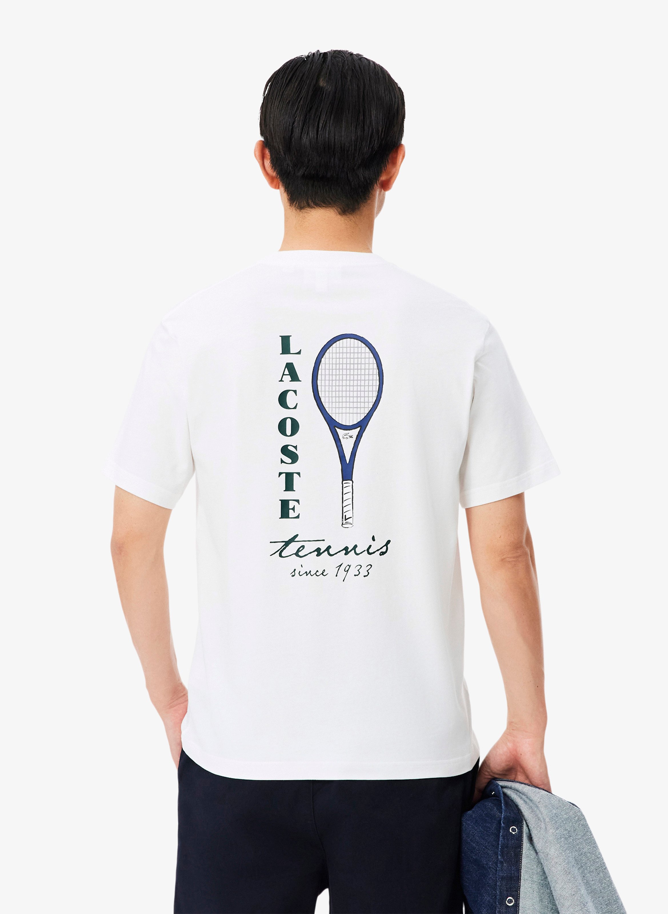 Bedrucktes Baumwoll-T-Shirt LACOSTE Weiss