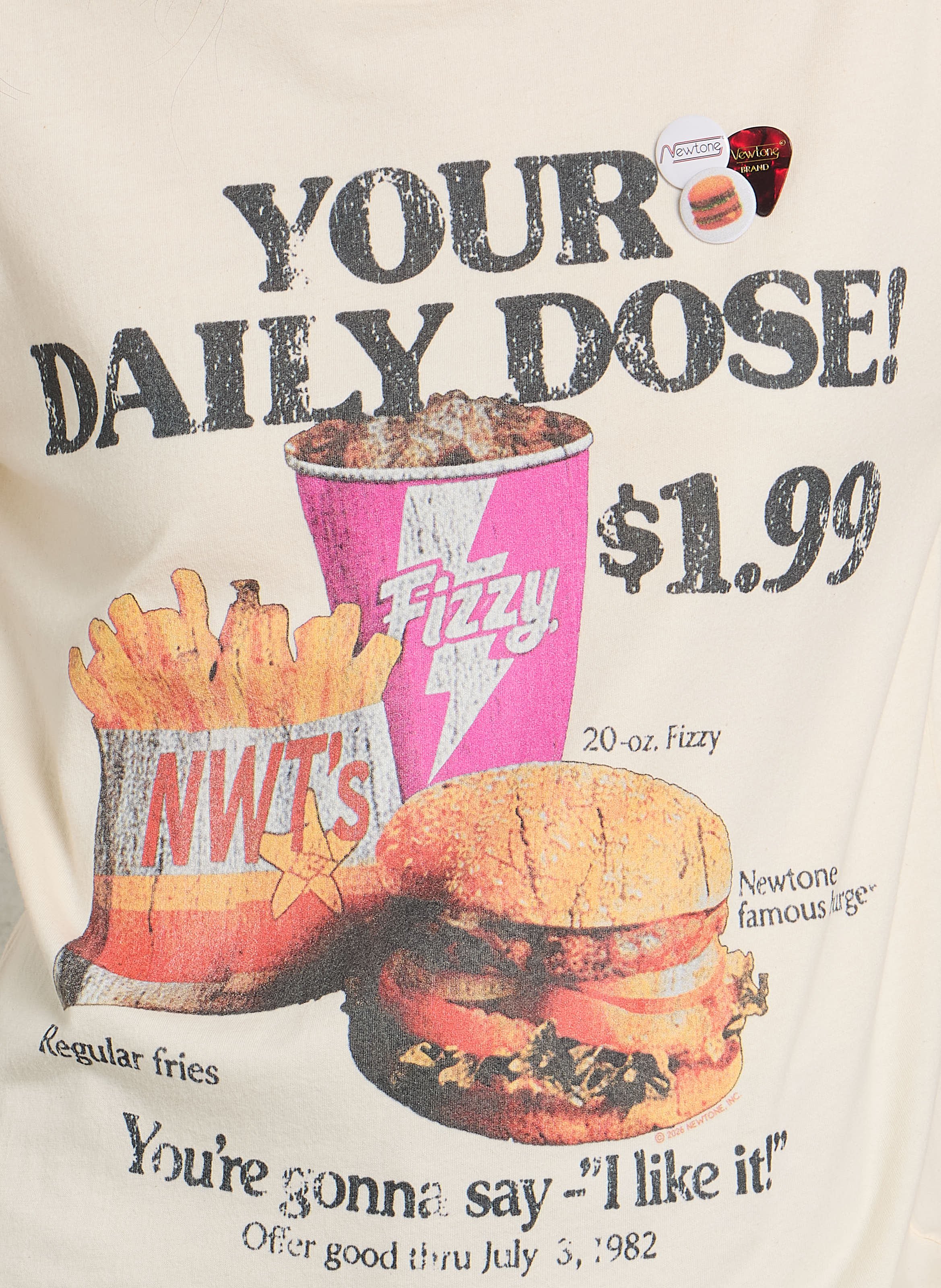 T-shirt droit à détails badges en coton NEWTONE Beige