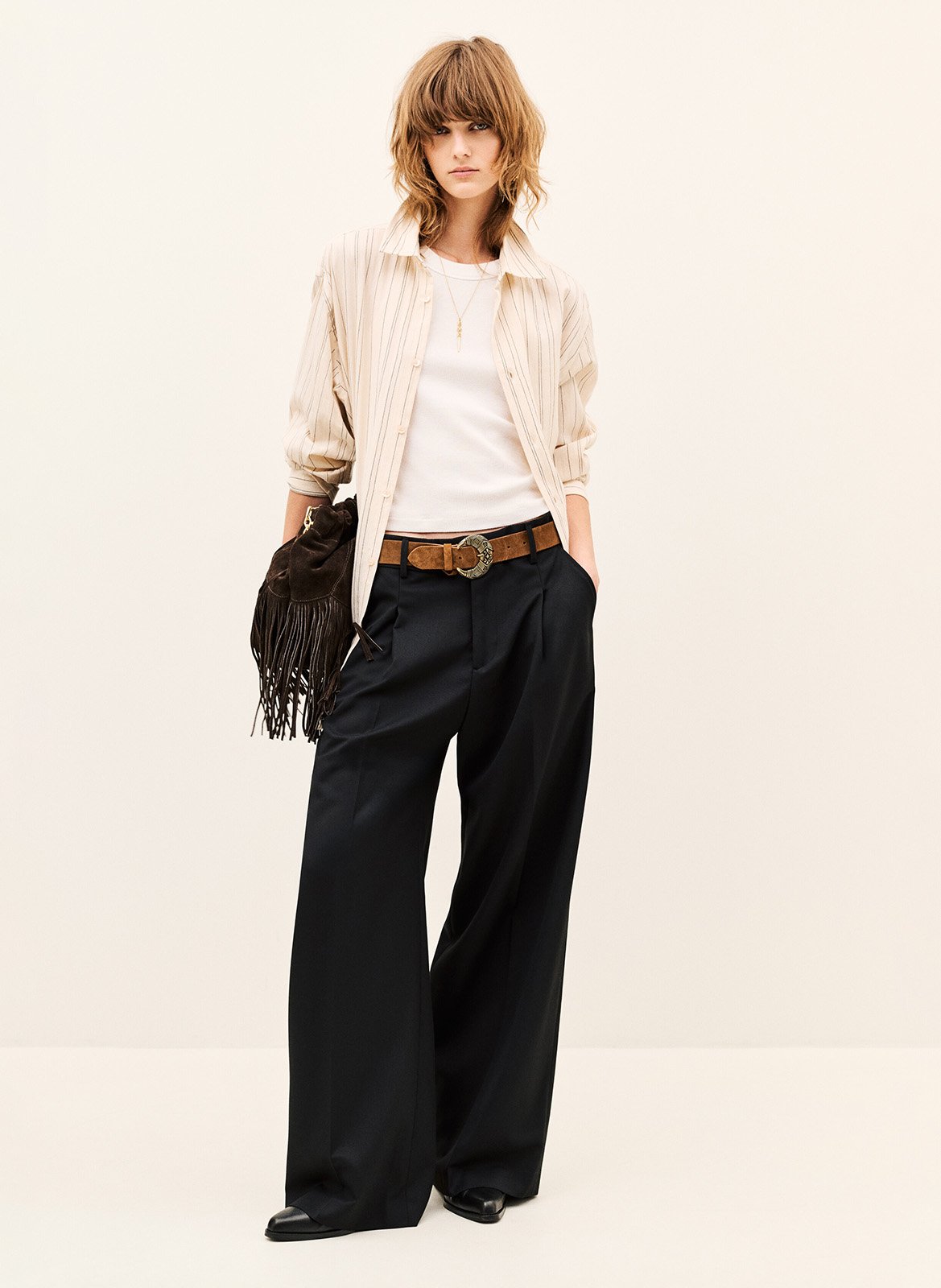 Plain straight pleated trousers | Black BA&SH Women