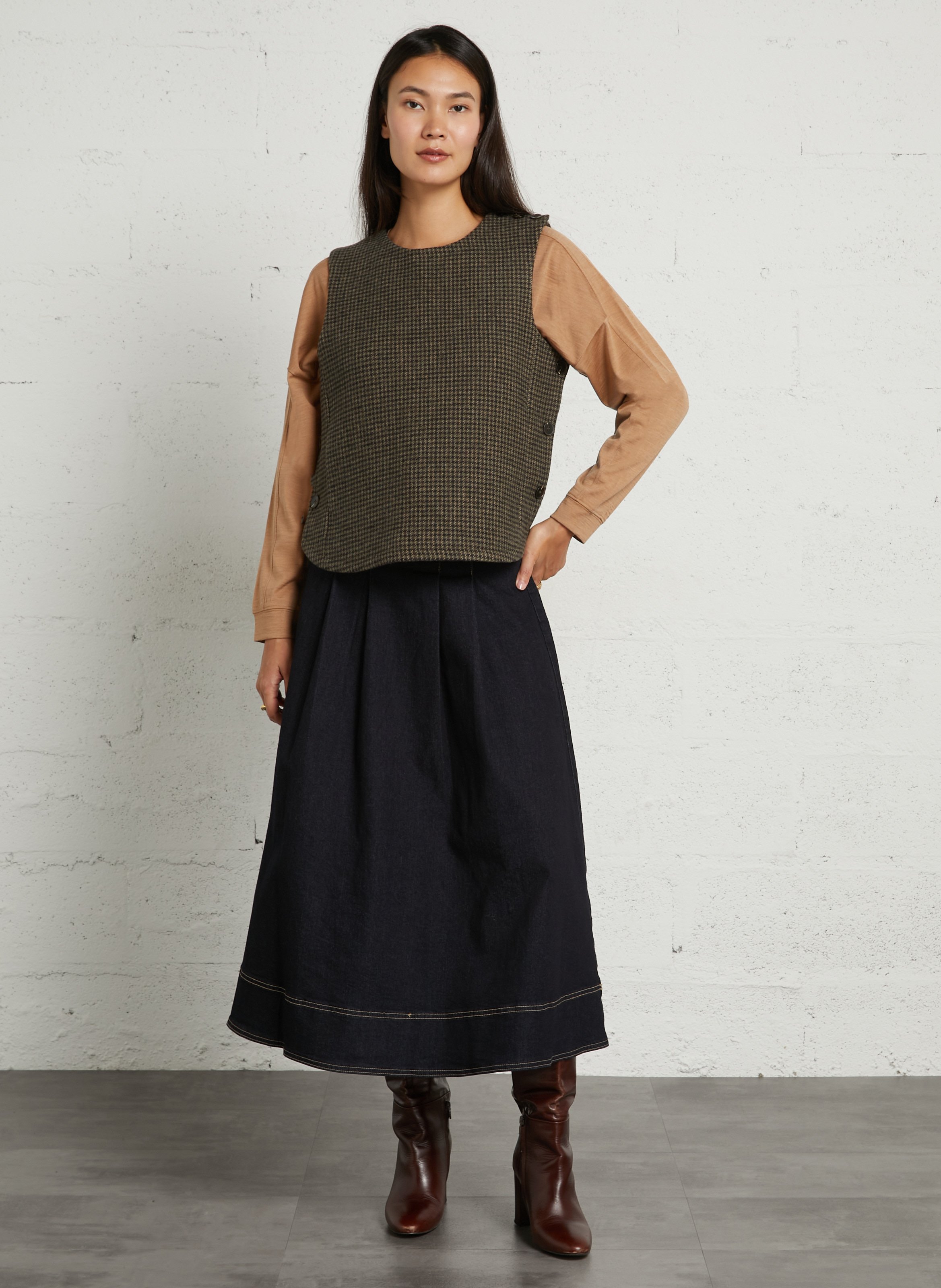 Ruim T-shirt van wol. MAISON 123 Beige