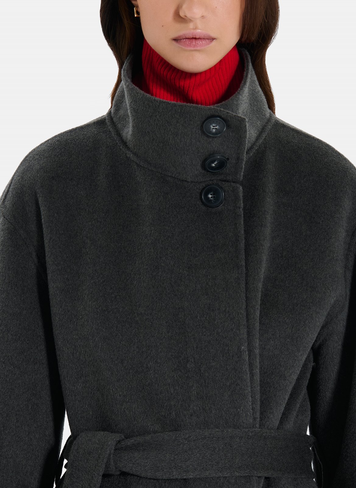 Wool-blend long belted coat ZAPA Grey