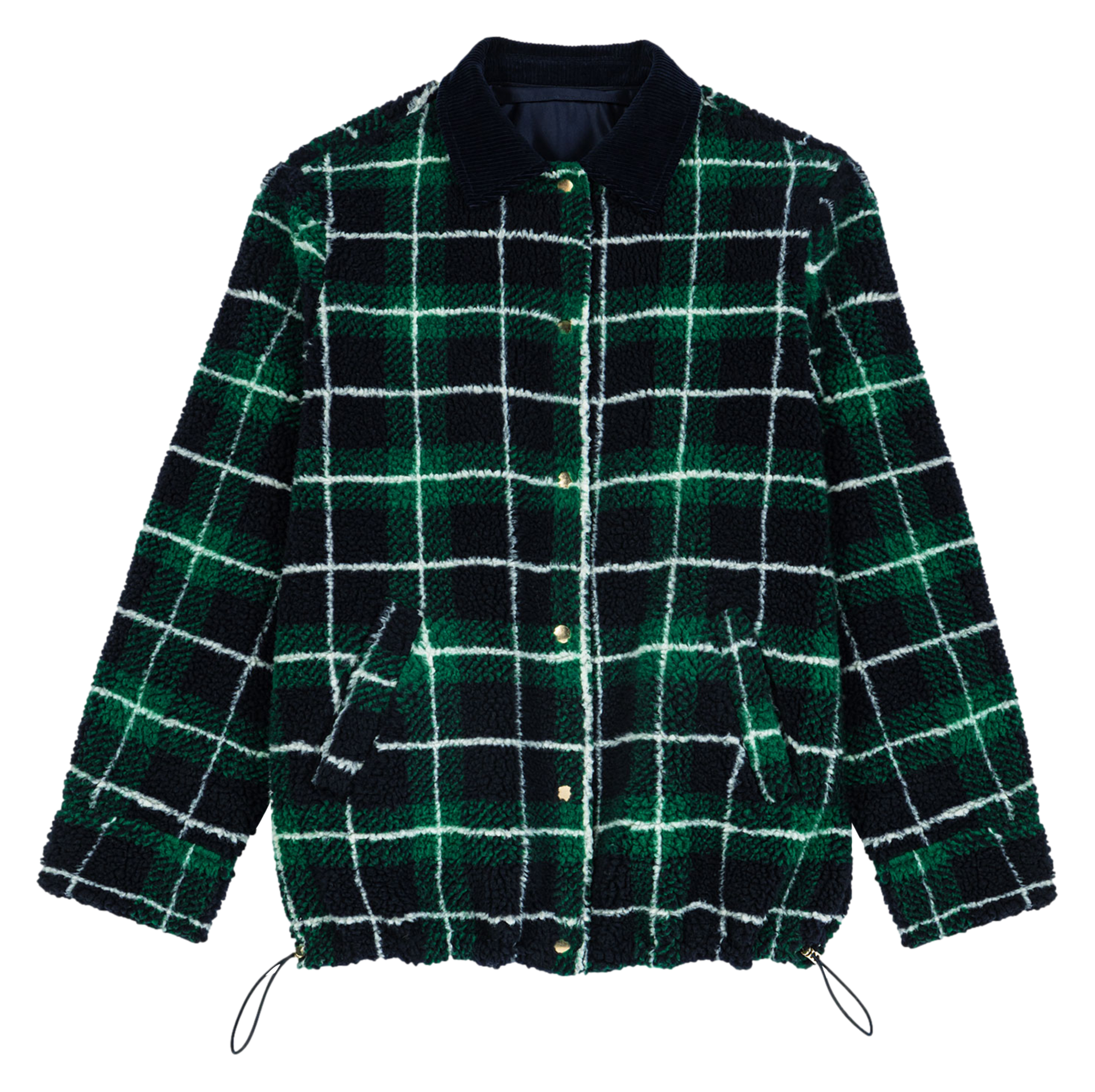 Parka réversible bouclette à carreaux MAJE Bleu