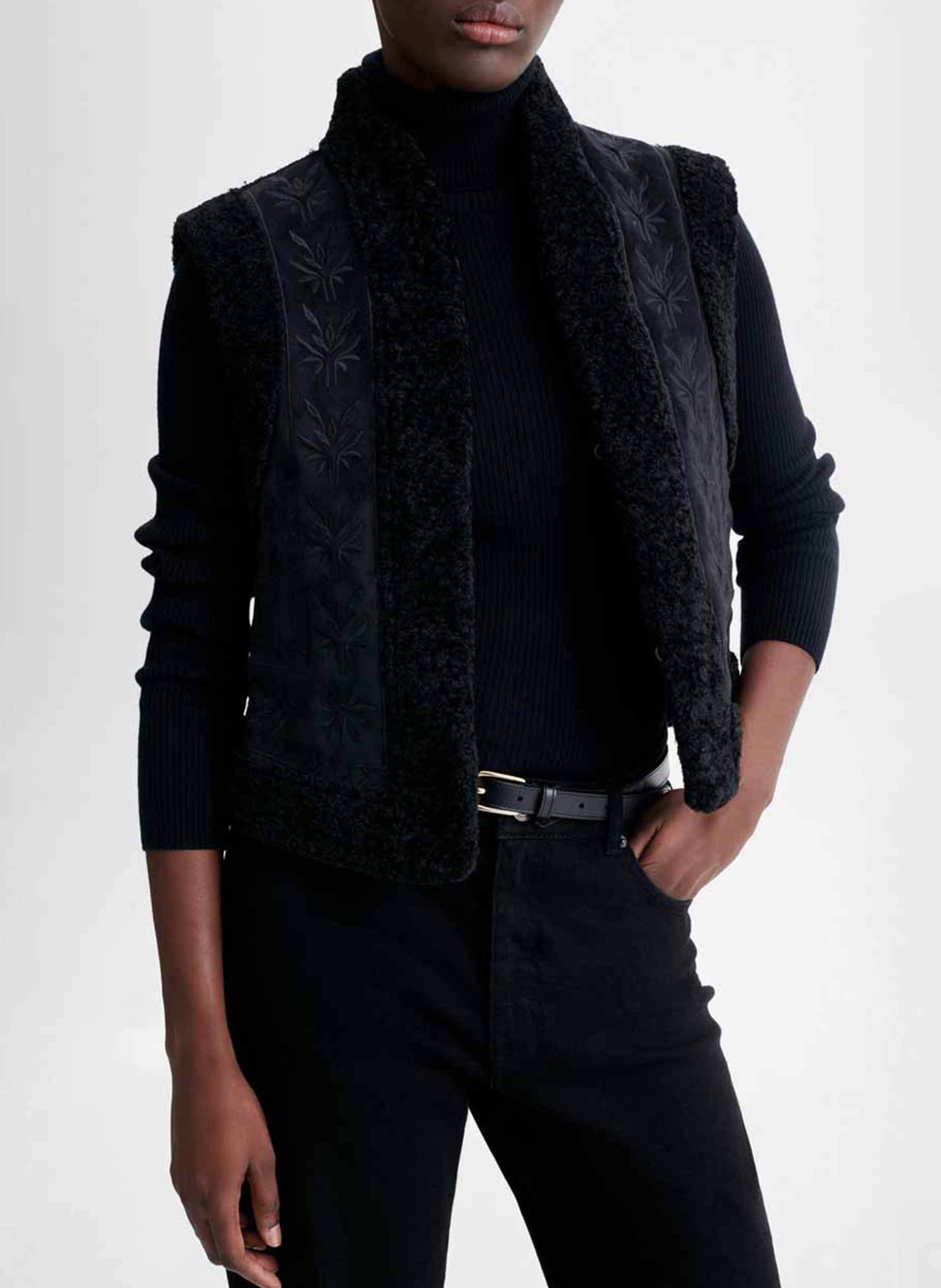 Gilet sans manches effet peau lainée VANESSA BRUNO Noir