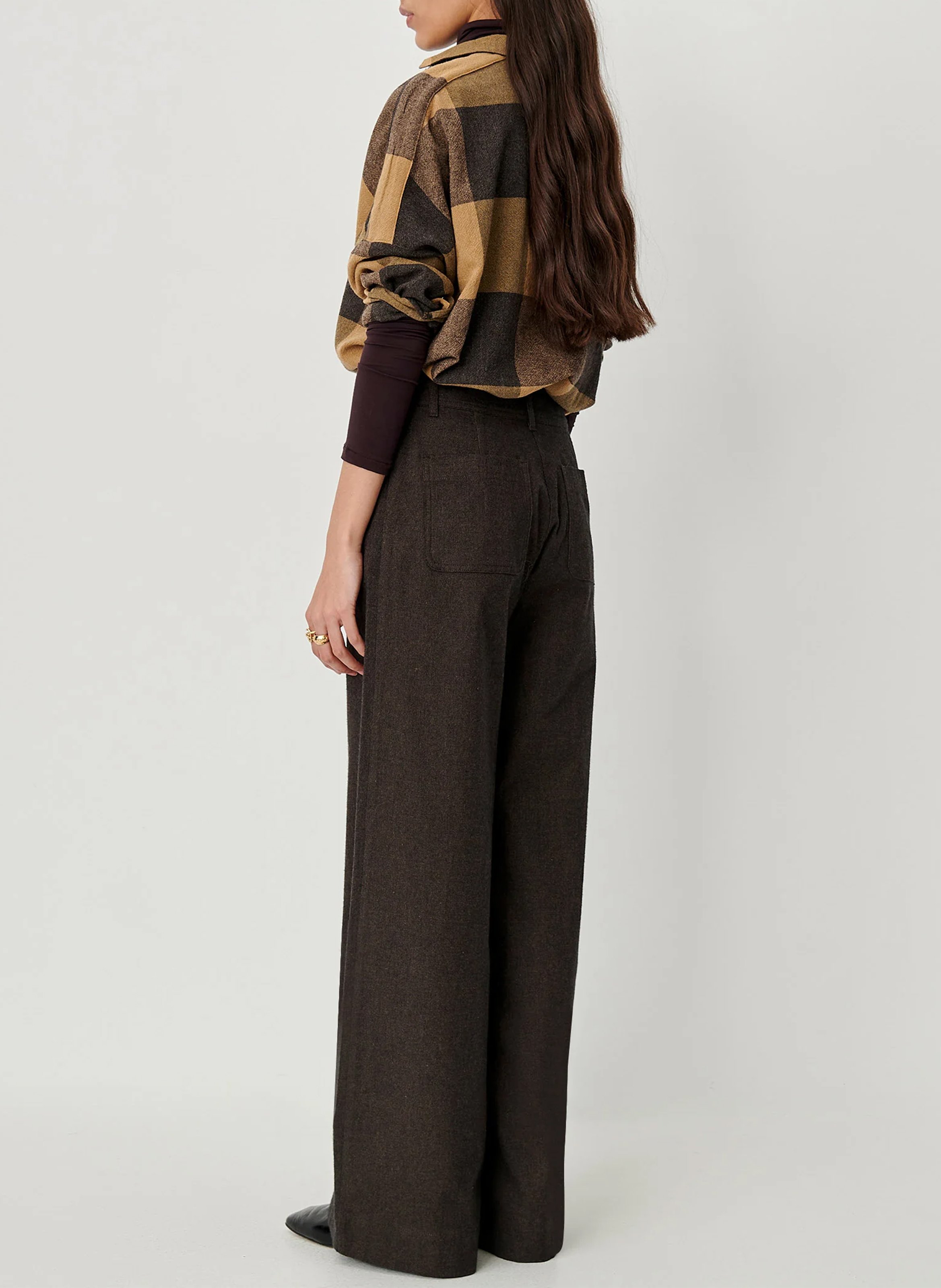 Hohe Taille weite Hose in Uni-Farbe SESSUN Blau