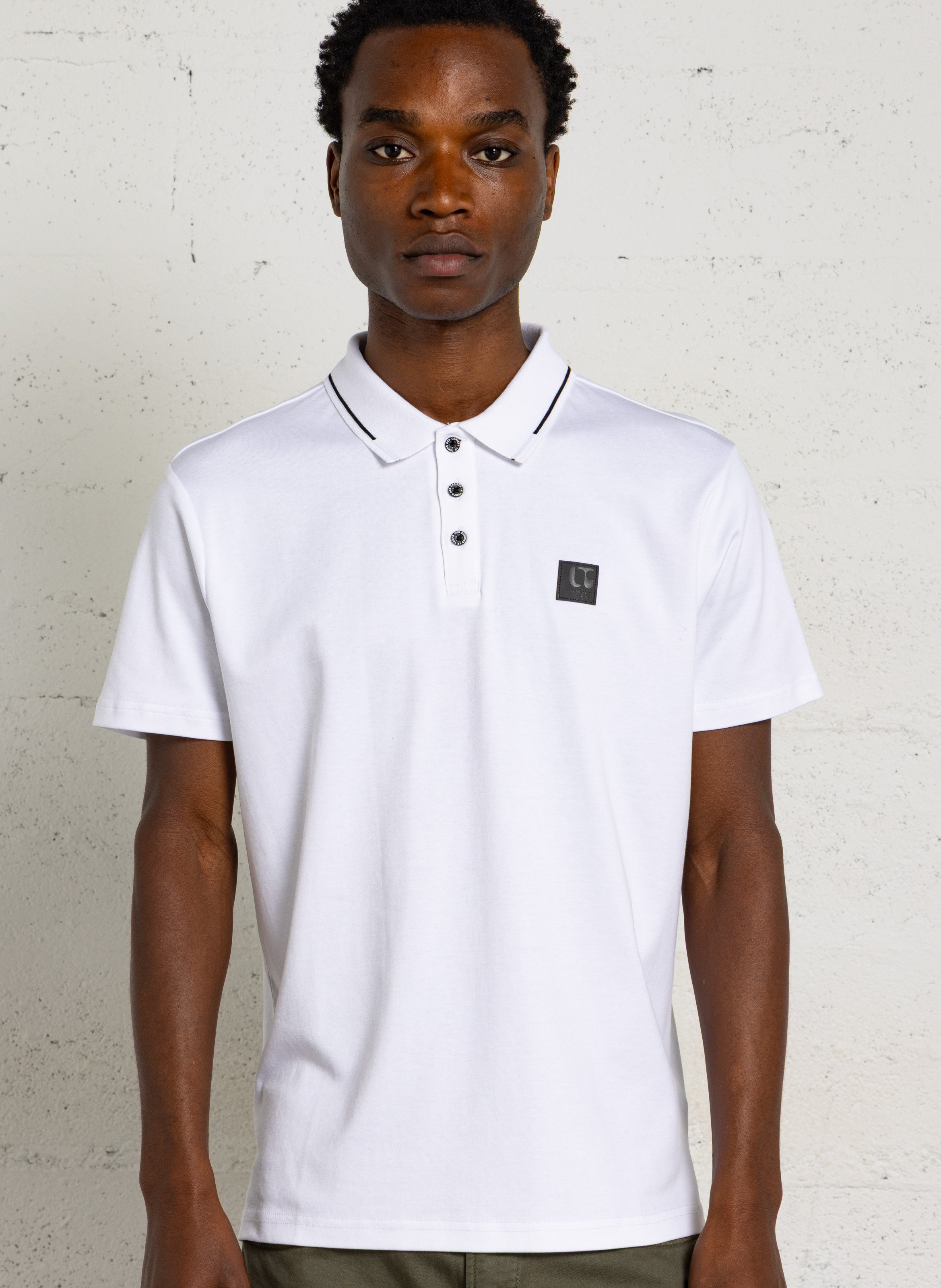 Polo droit manches courtes uni en coton LE TEMPS DES CERISES Blanc