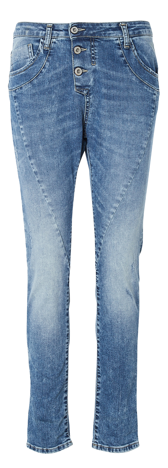 Slim-fit jeans met hoge taille | katoenblend PLEASE Blauw