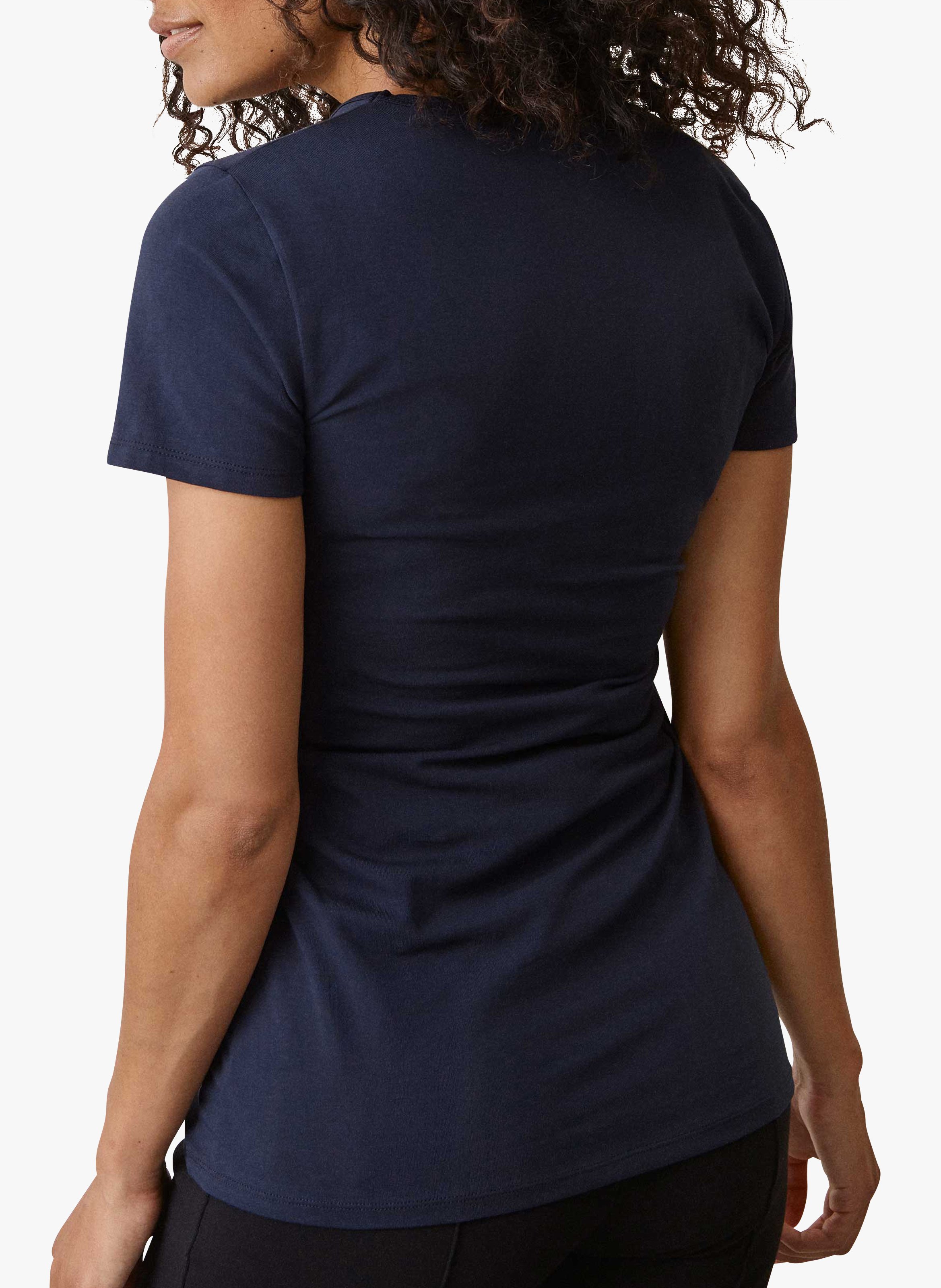 Cotton-blend round-neck maternity and nursing T-shirt BOOB Blue