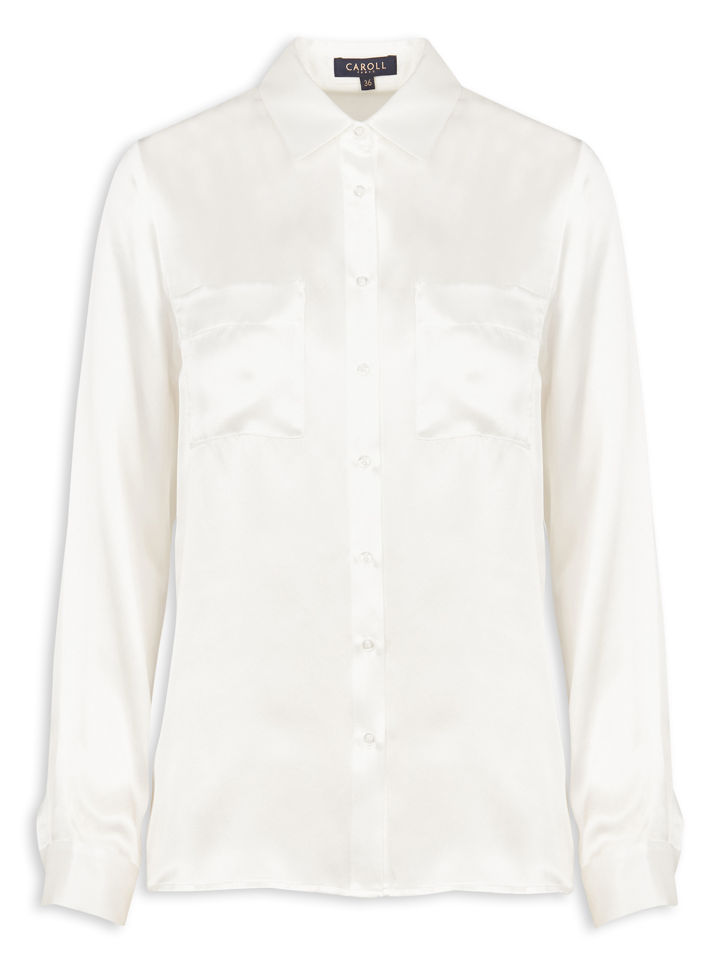 Chemise en soie col classique Beige