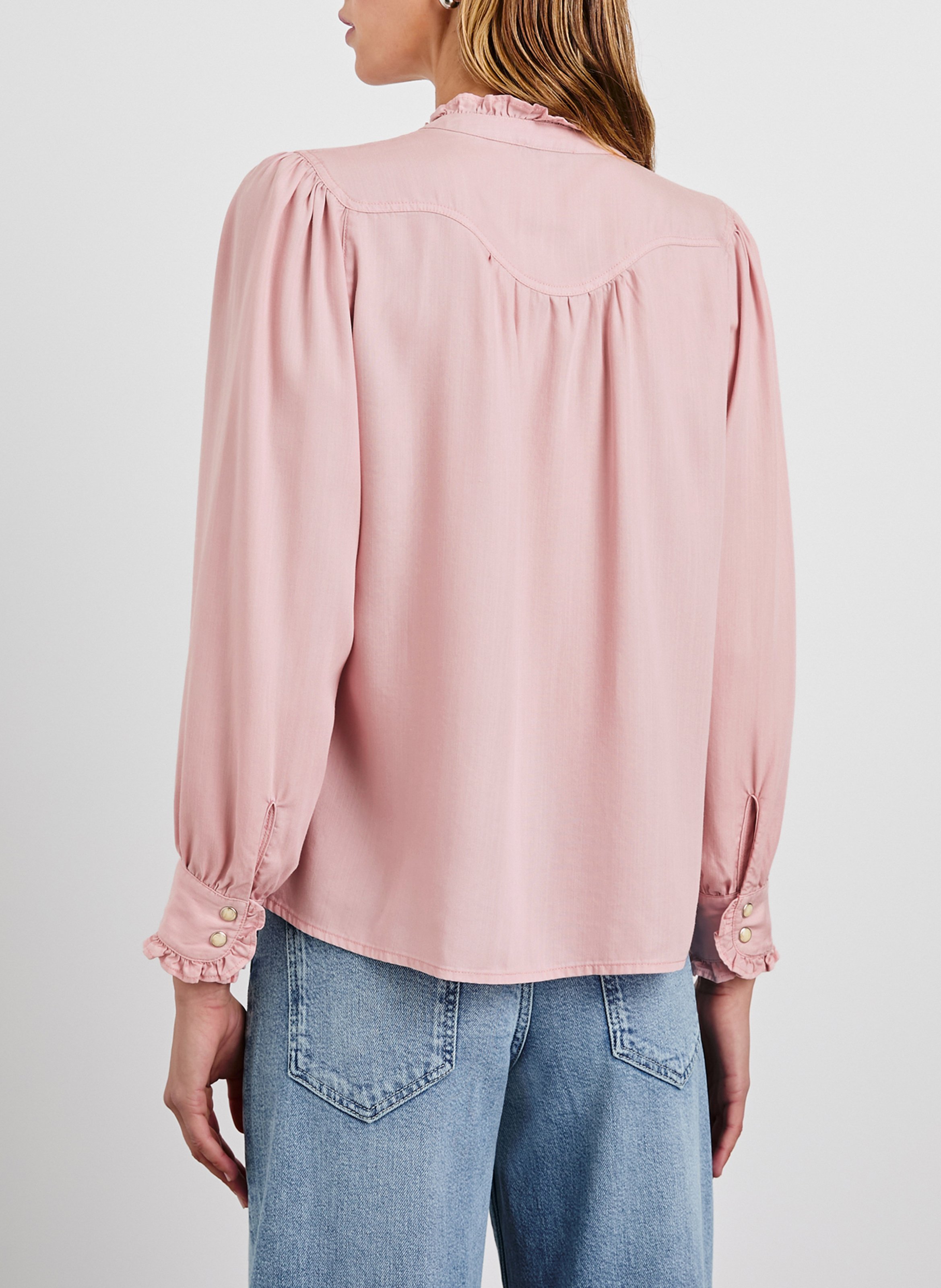 Chemise col rond à volants RAILS Rose