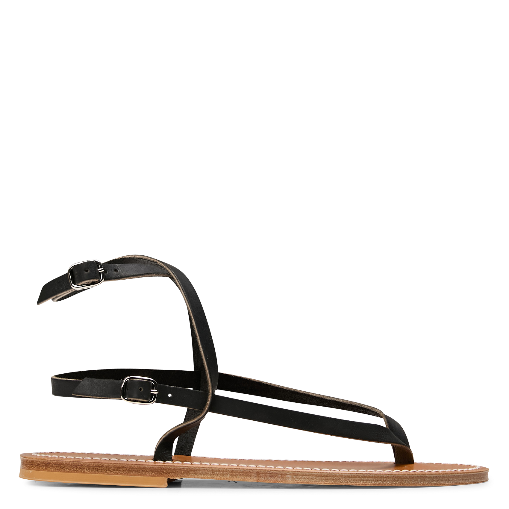 Aouda flat leather sandals K JACQUES Black