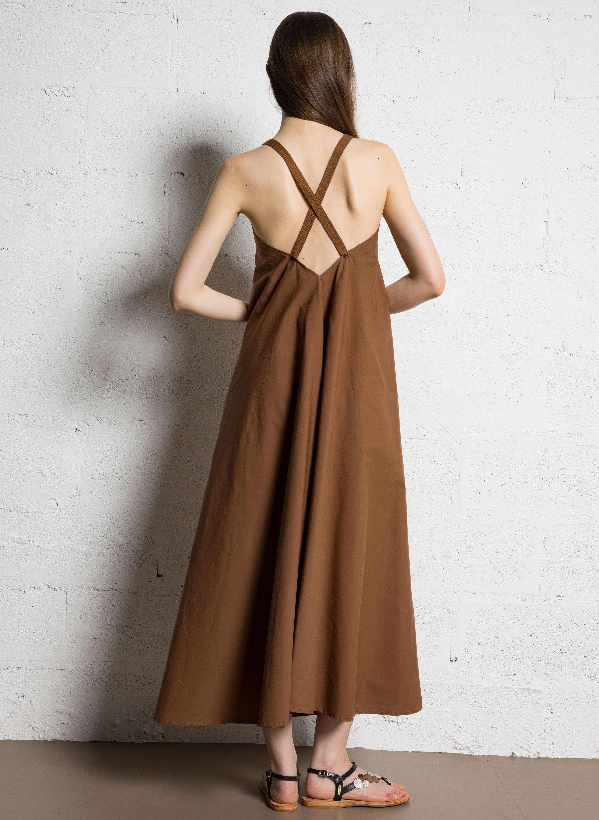 Robe col carré en coton TINSELS Beige