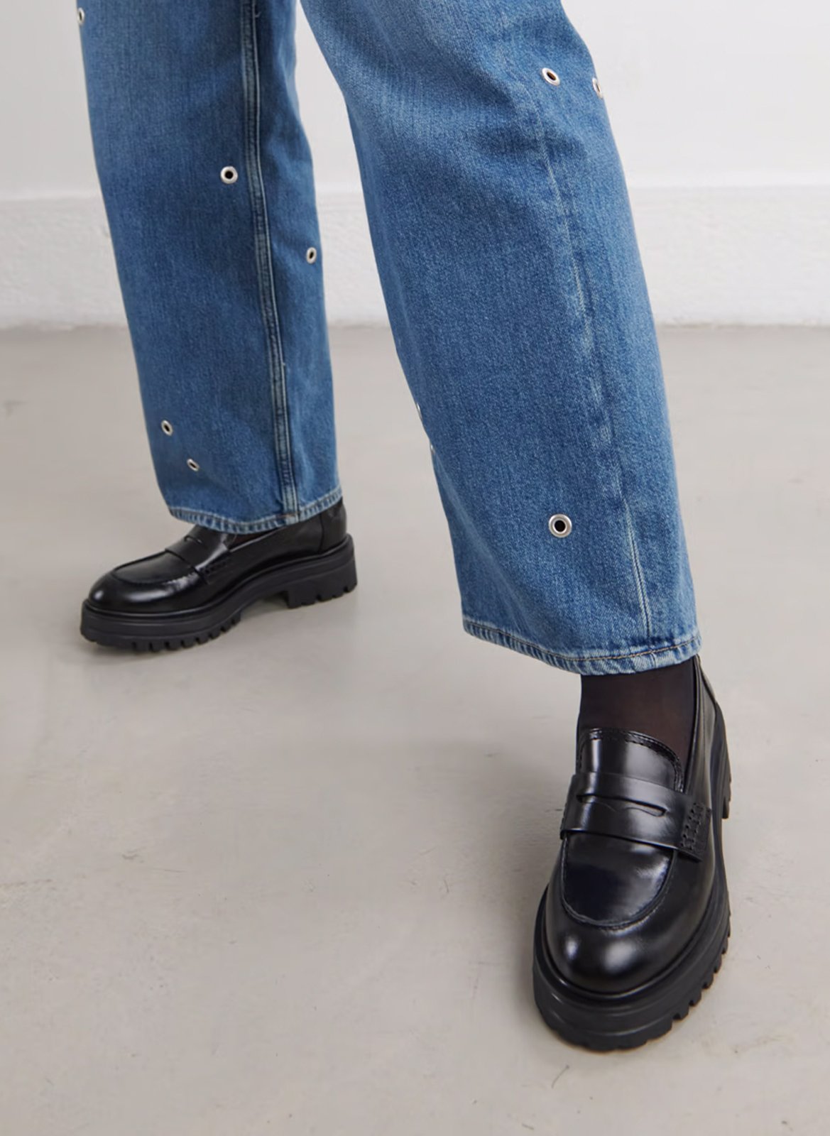 Leather loafers with lugged sole JONAK Black