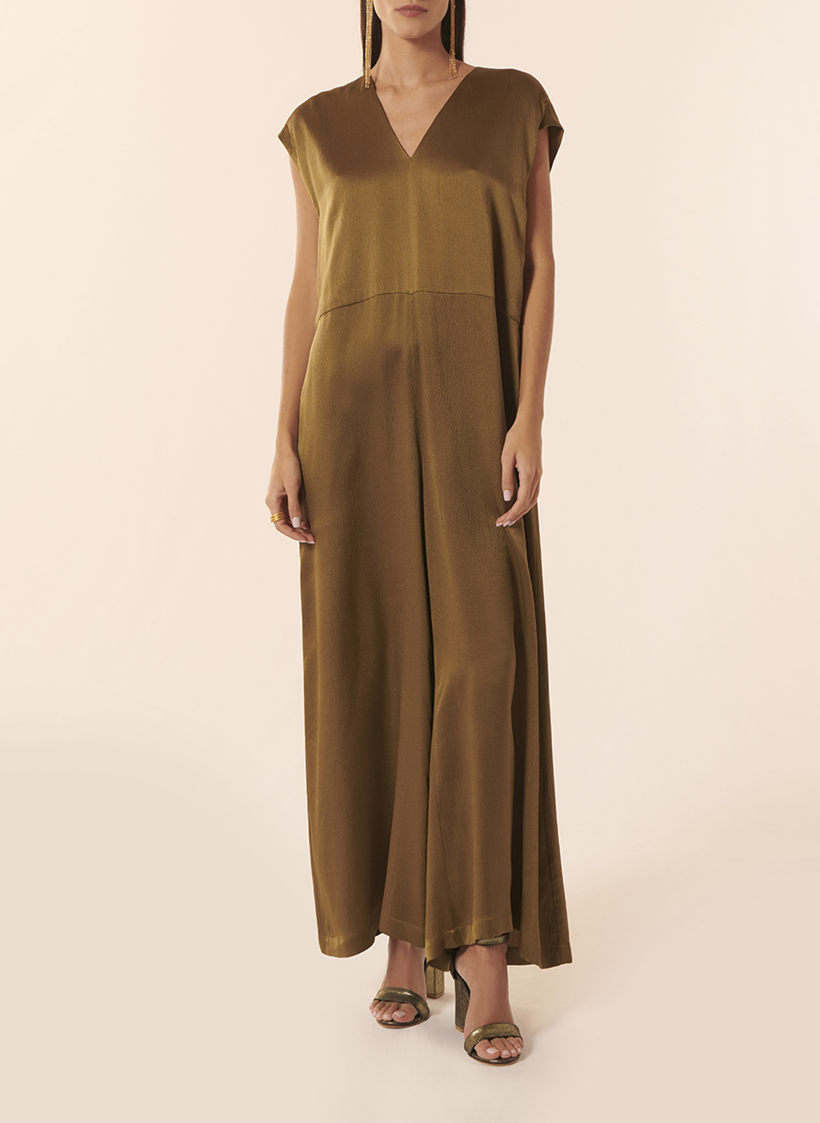 Zijden jumpsuit met wijde broek KARMA KOMA Bruin