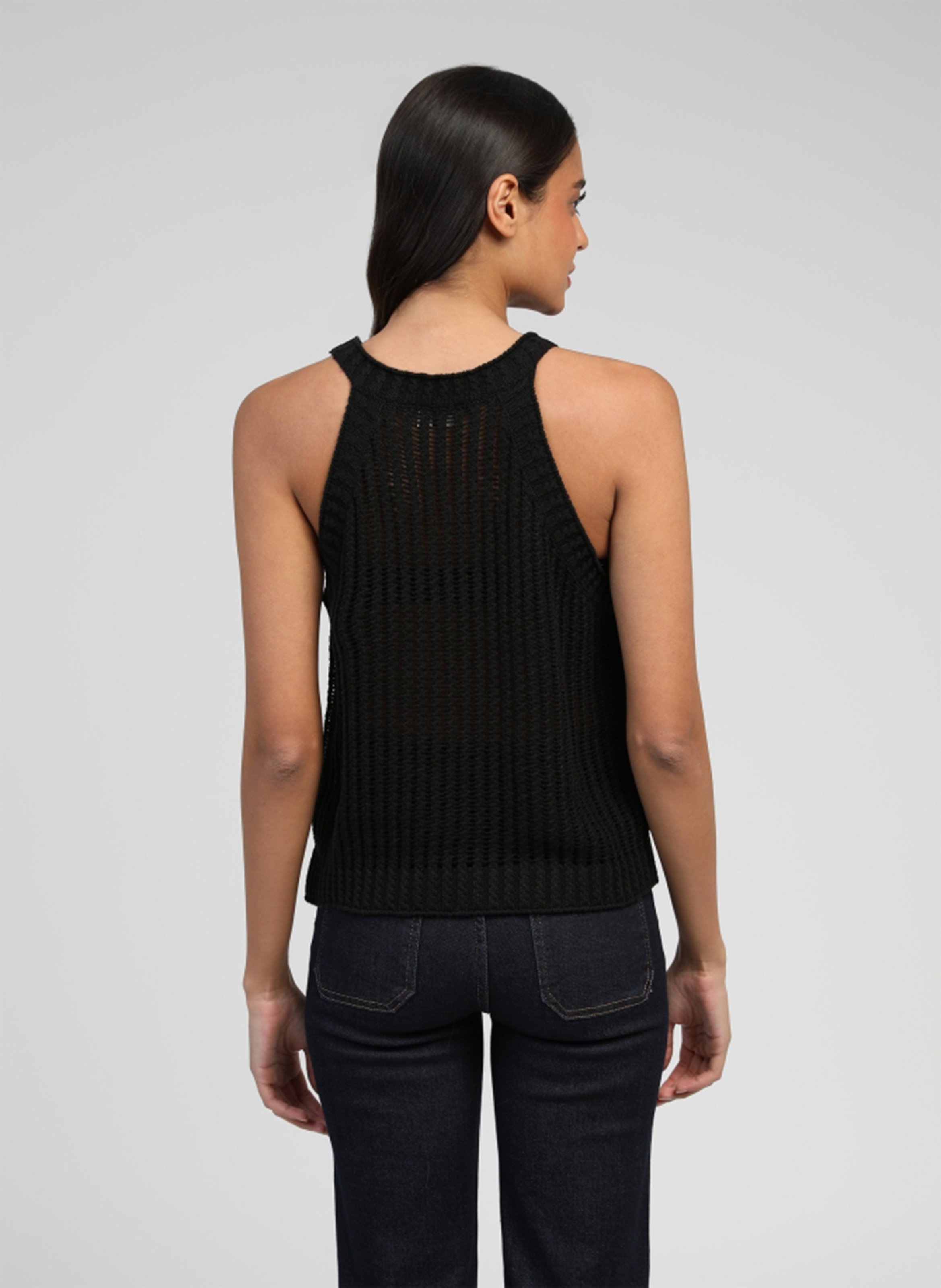 Knitted ribbed sleeveless top AN'GE Black