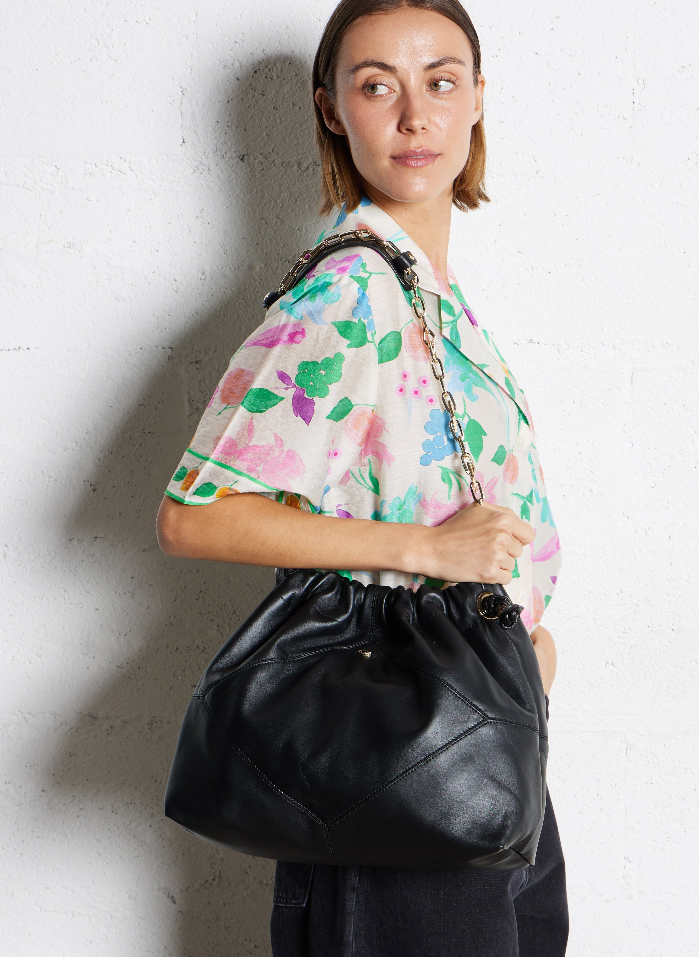 Gekreukelde schoudertas BA&SH Zwart