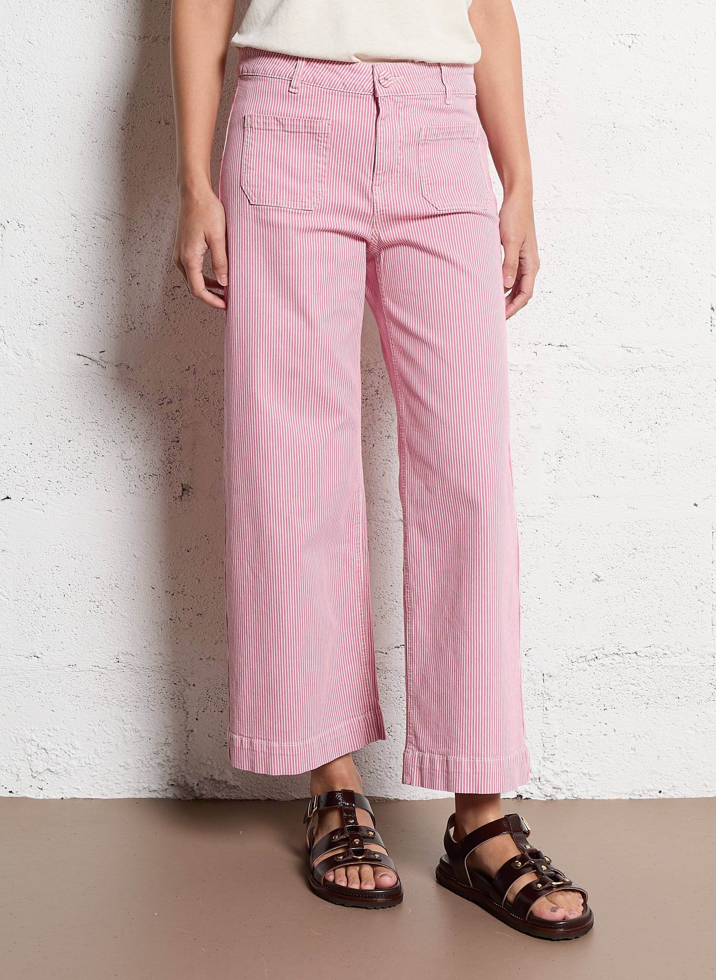 Jean cropped en coton MAISON 123 Rose